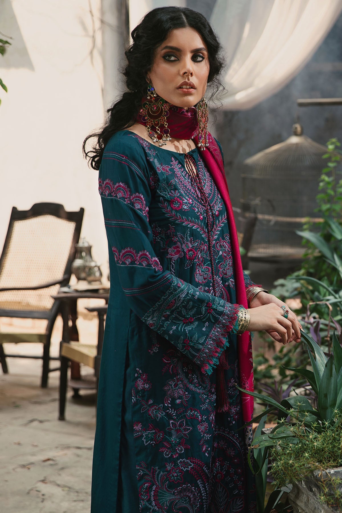 3025-MAHGOL- A EMBROIDERED COTTON SATIN UNSTITCHED