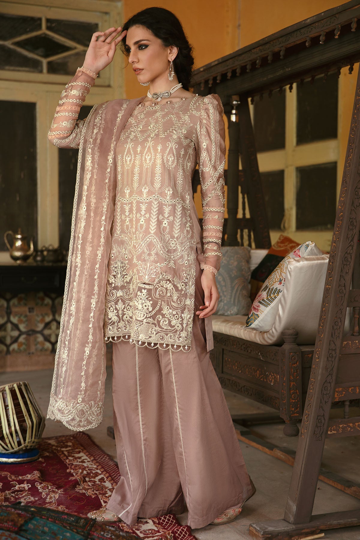 3027-MAHROZ- B EMBROIDERED COTTON SATIN UNSTITCHED