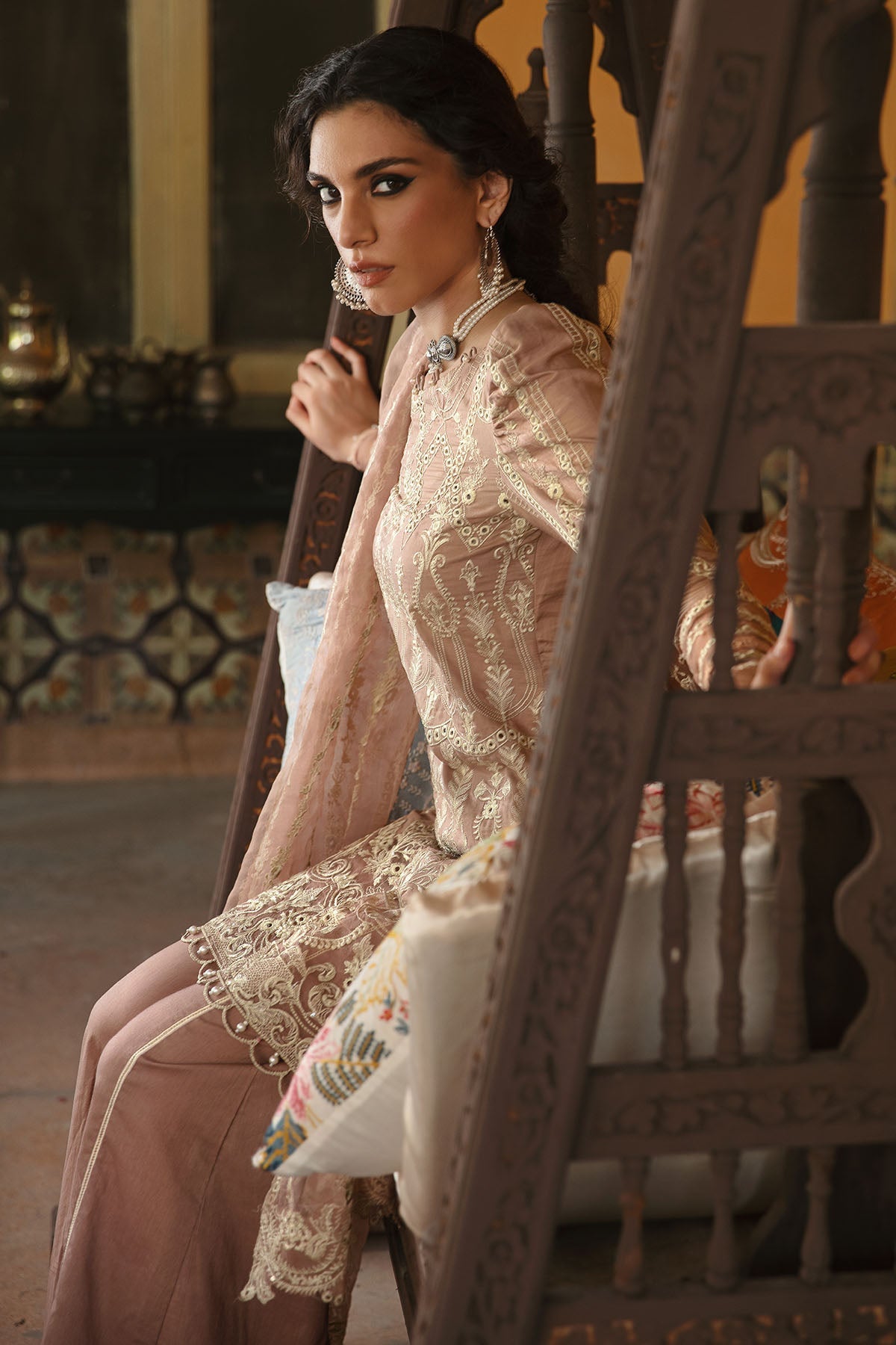 3027-MAHROZ- B EMBROIDERED COTTON SATIN UNSTITCHED