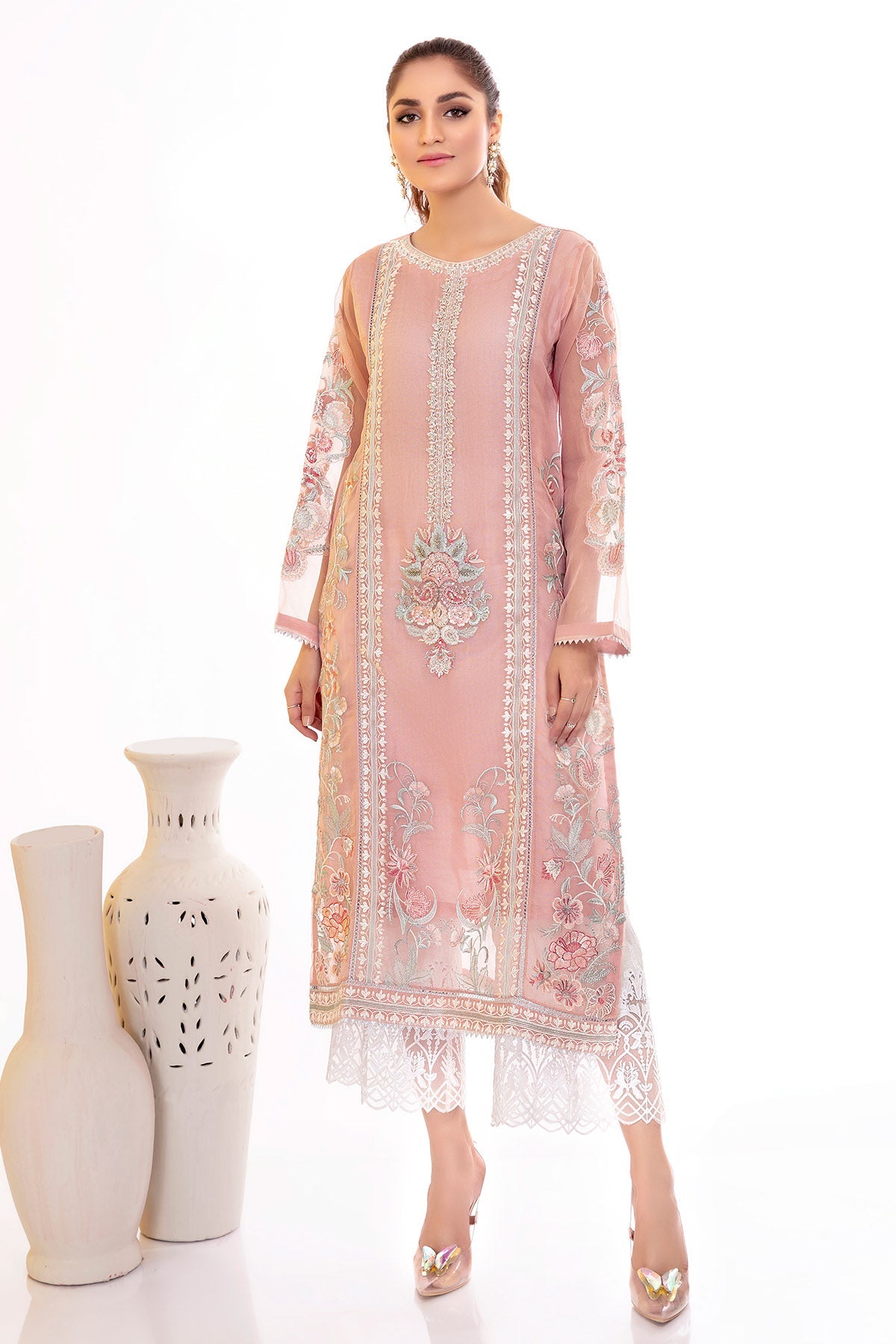 3036-ALYA EMBROIDERED ORGANZA STITCHED