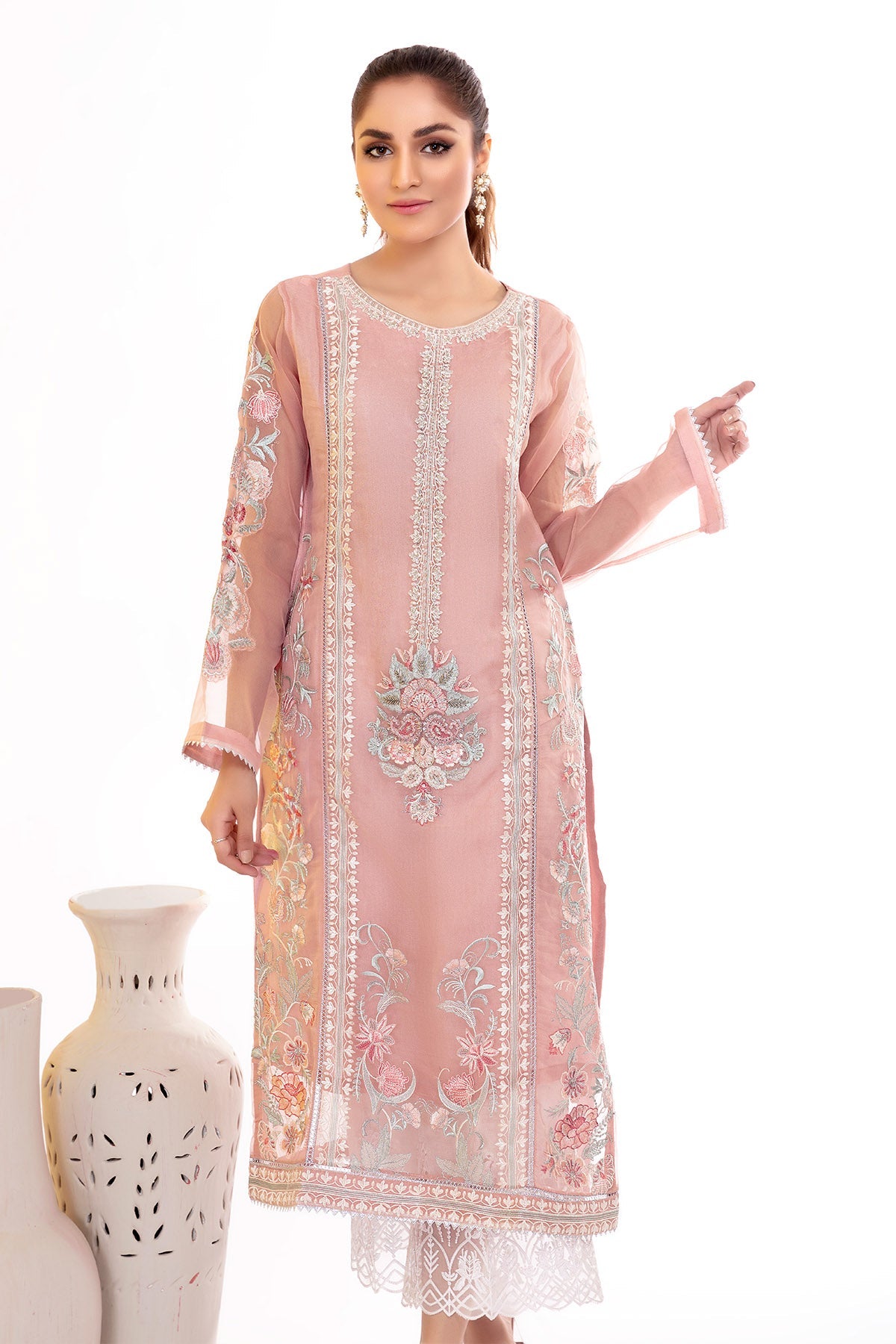 3036-ALYA EMBROIDERED ORGANZA STITCHED