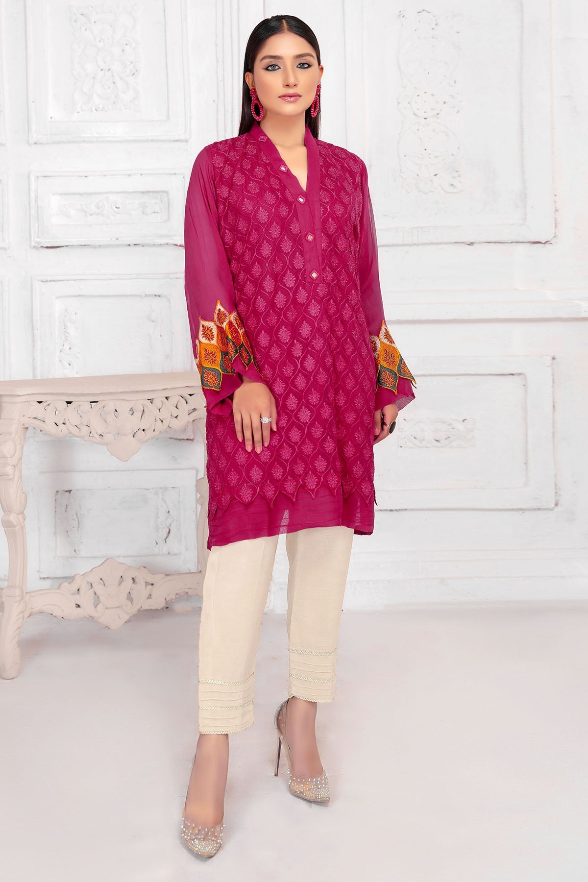 3038-TULAS EMBROIDERED CHIFFON STITCHED