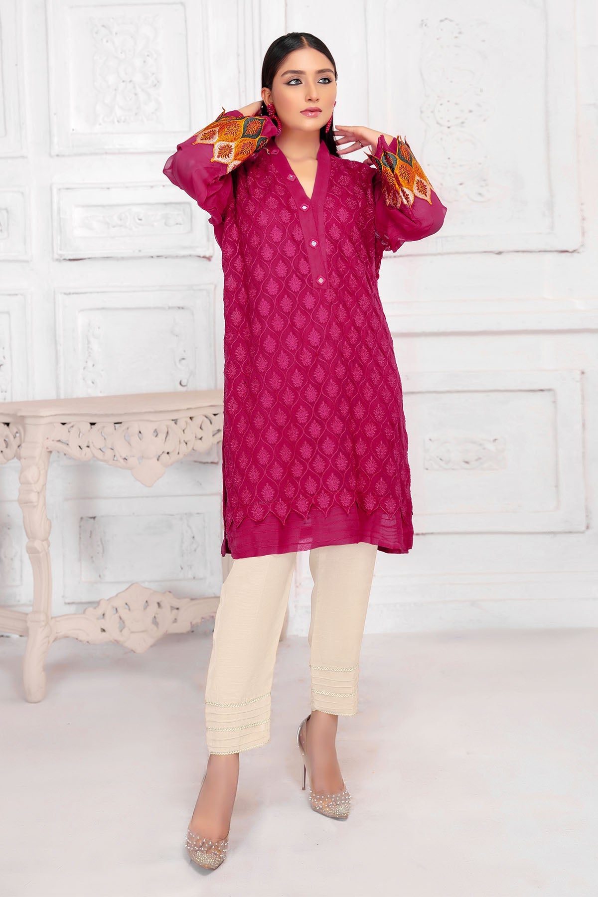 3038-TULAS EMBROIDERED CHIFFON STITCHED