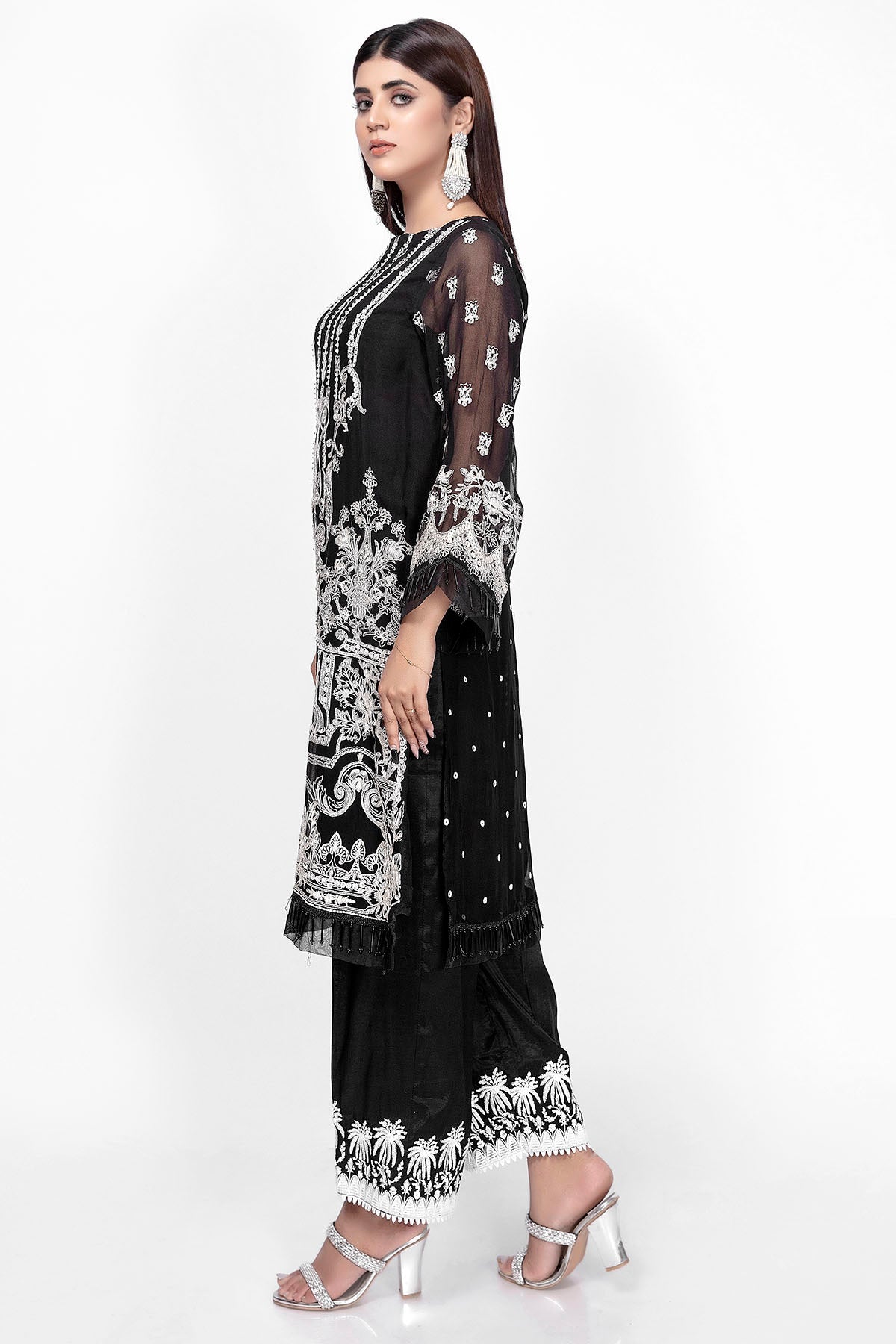 3039-BAREEZE EMBROIDERED CHIFFON STITCHED