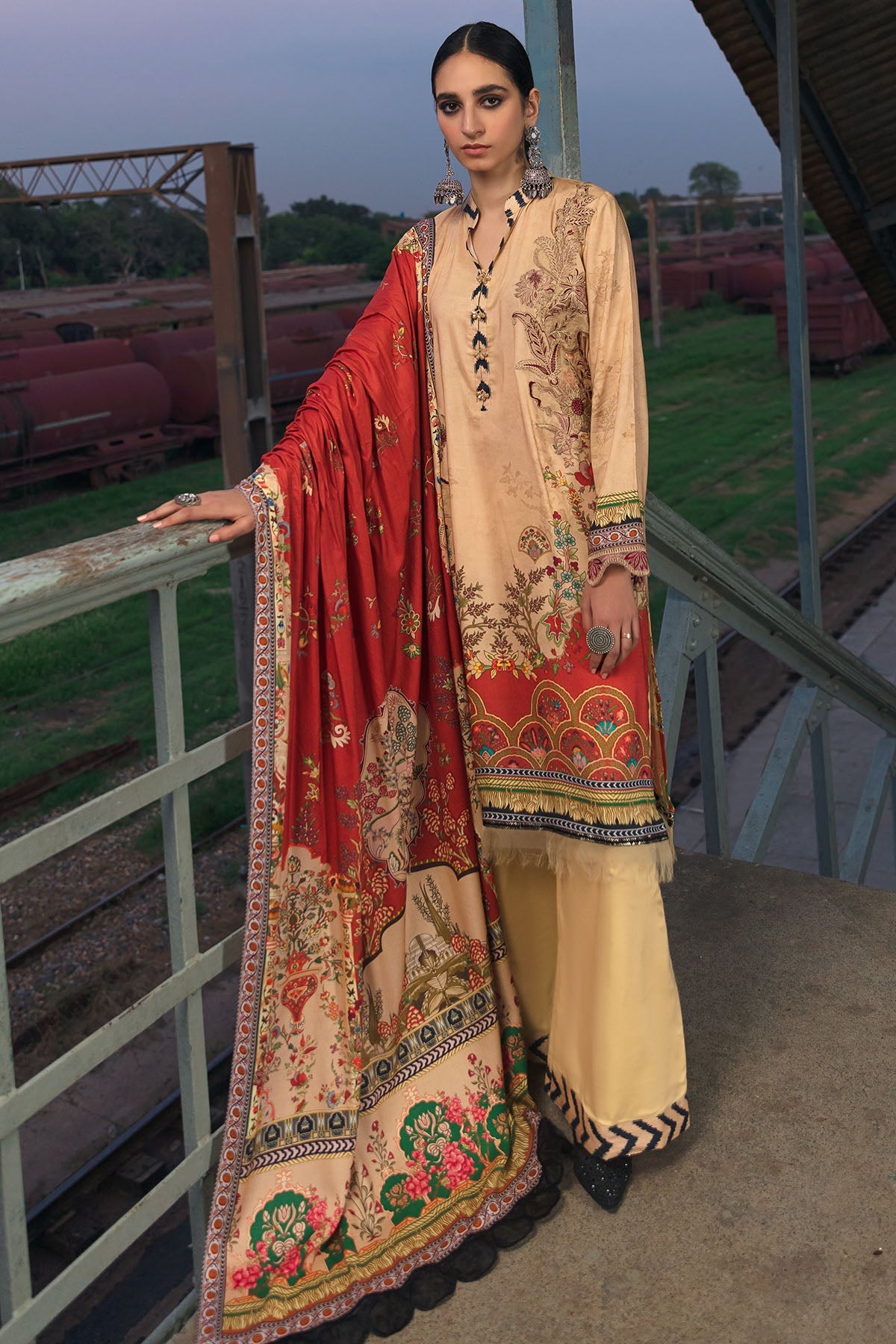 3075-CEDAR DIGITAL PRINTED LINEN UNSTITCHED