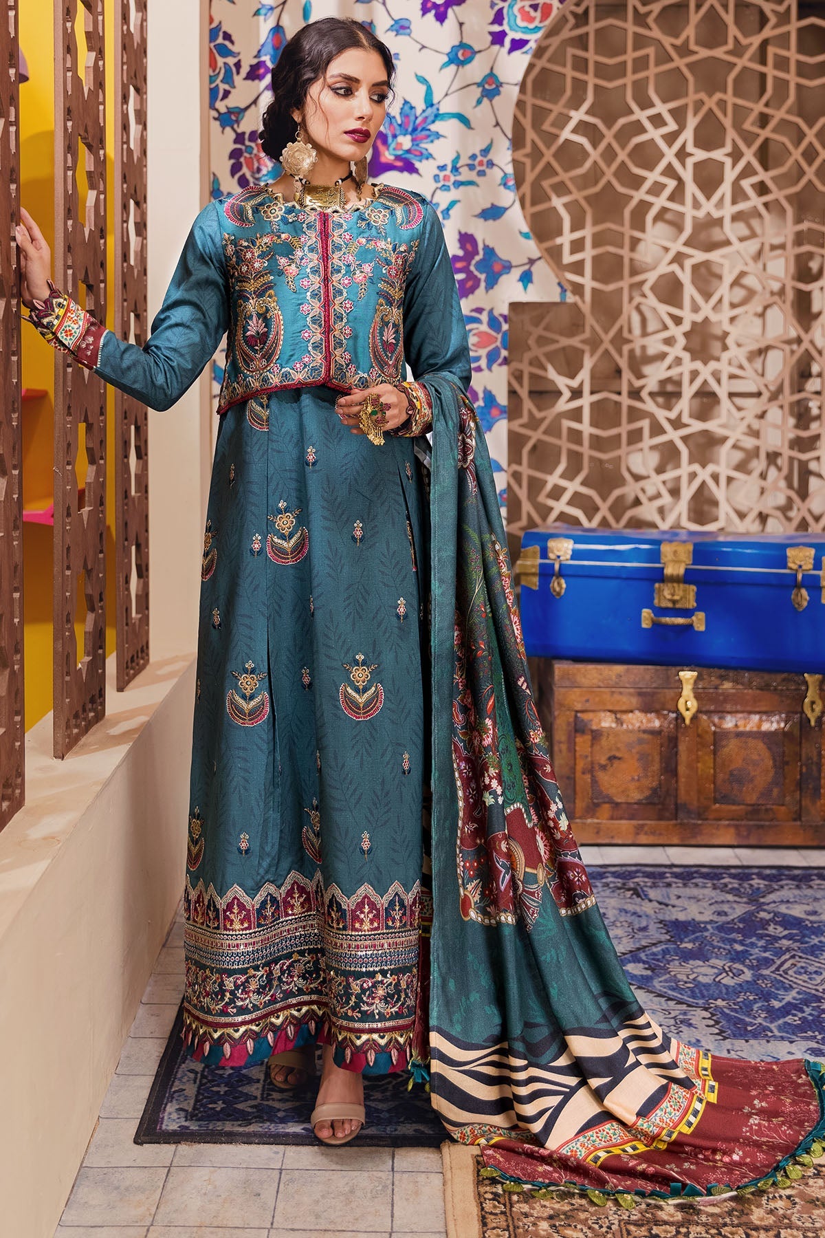 3100-NERMIN DIGITAL PRINTED EMBROIDERED LINEN UNSTITCHED