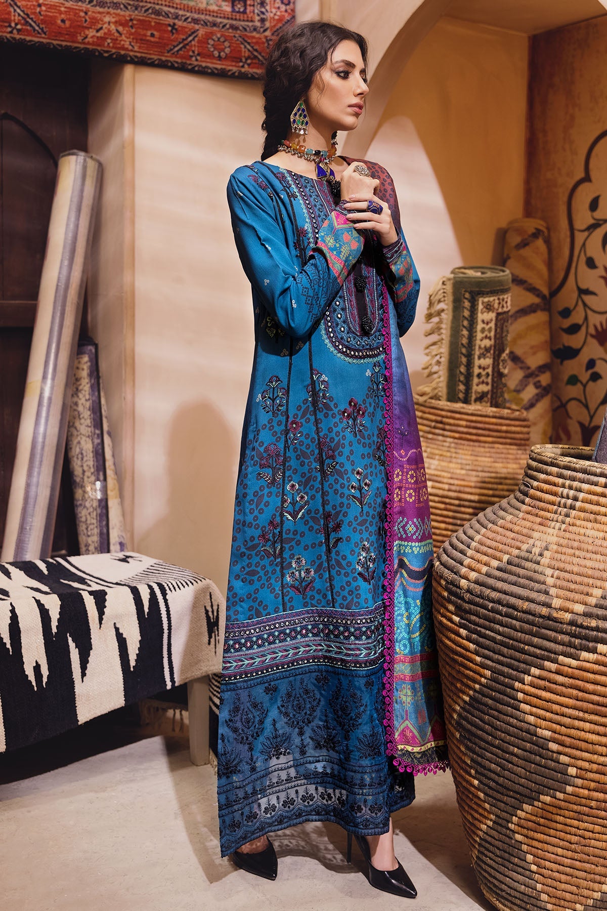 3104-CEREN DIGITAL PRINTED EMBROIDERED LINEN UNSTITCHED