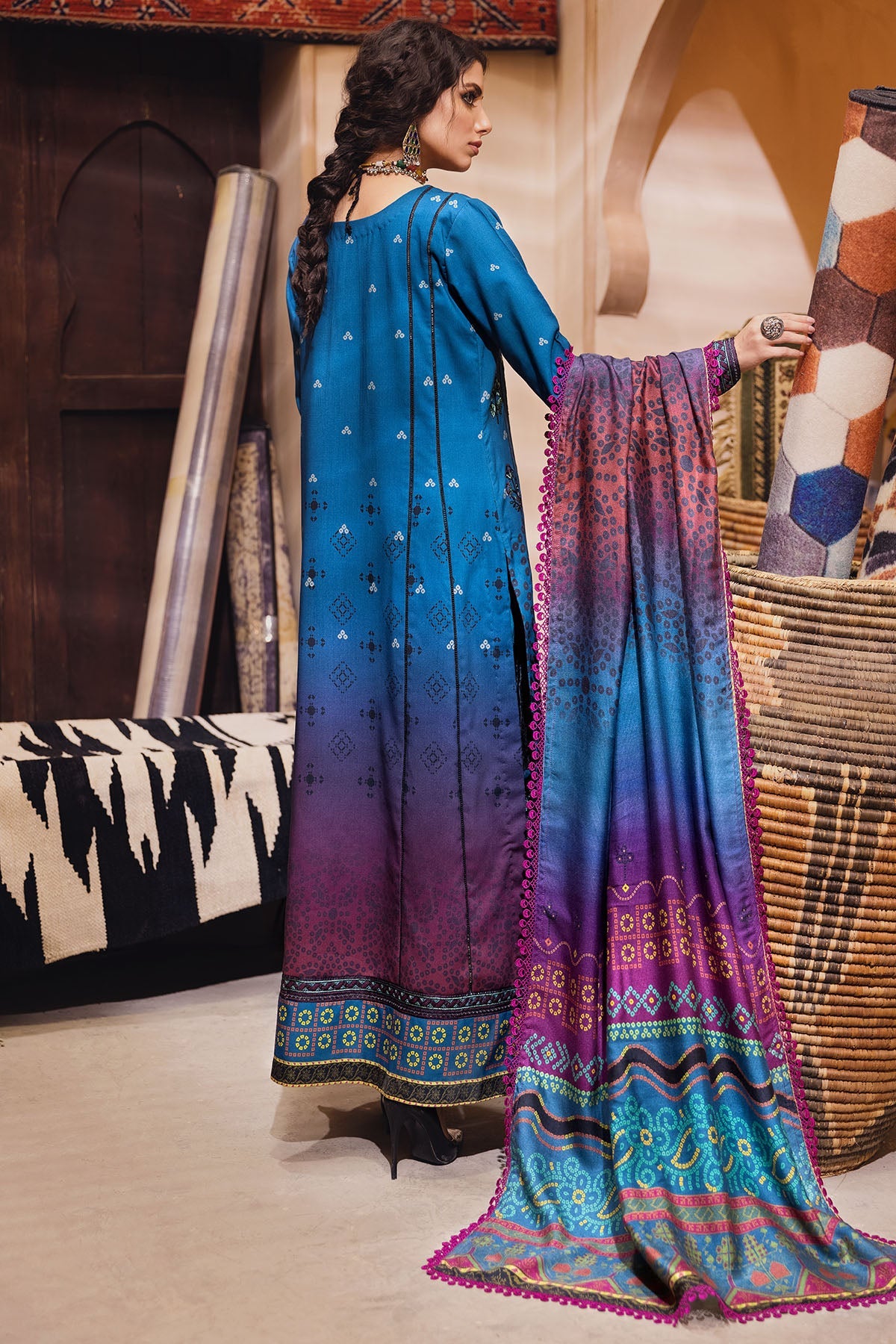 3104-CEREN DIGITAL PRINTED EMBROIDERED LINEN UNSTITCHED