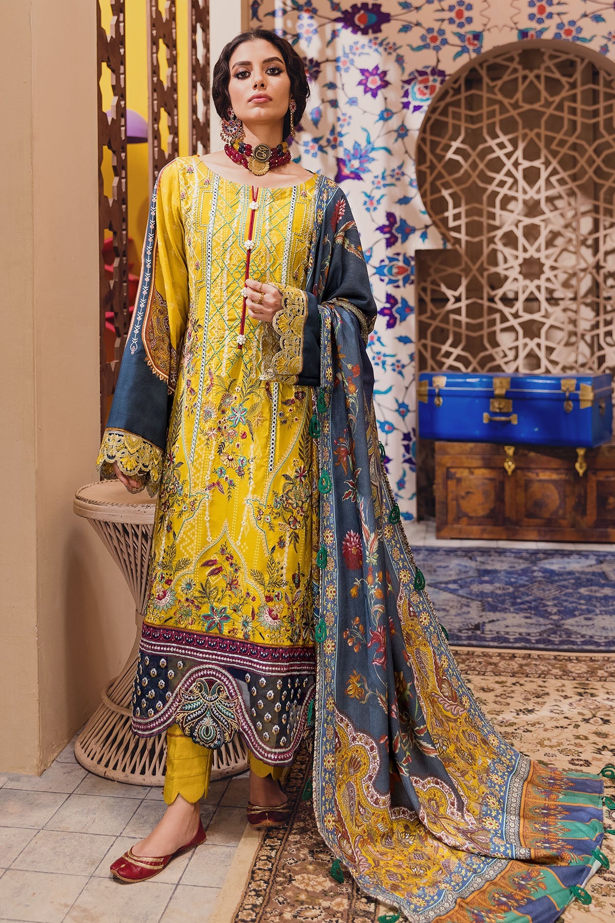 3106-PINAR DIGITAL PRINTED EMBROIDERED LINEN UNSTITCHED