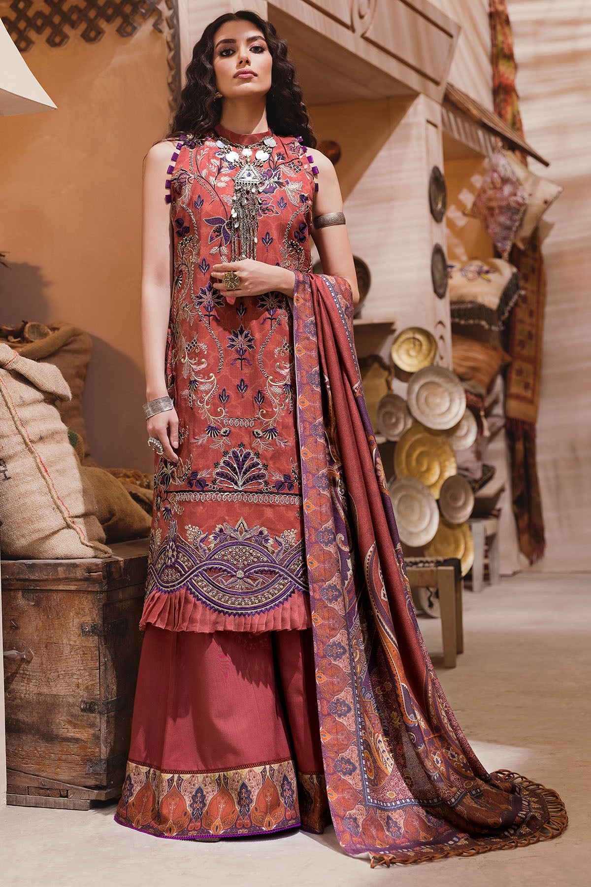 3107-BELGIN DIGITAL PRINTED EMBROIDERED LINEN UNSTITCHED
