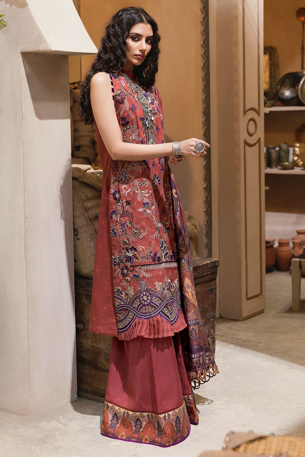 3107-BELGIN DIGITAL PRINTED EMBROIDERED LINEN UNSTITCHED