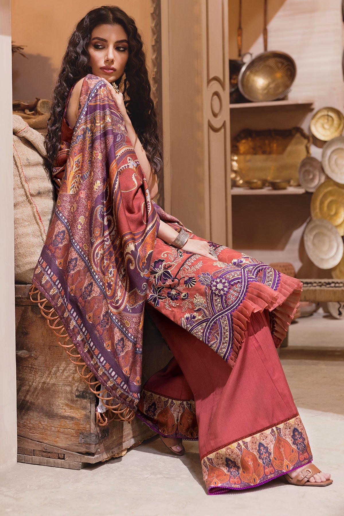 3107-BELGIN DIGITAL PRINTED EMBROIDERED LINEN UNSTITCHED