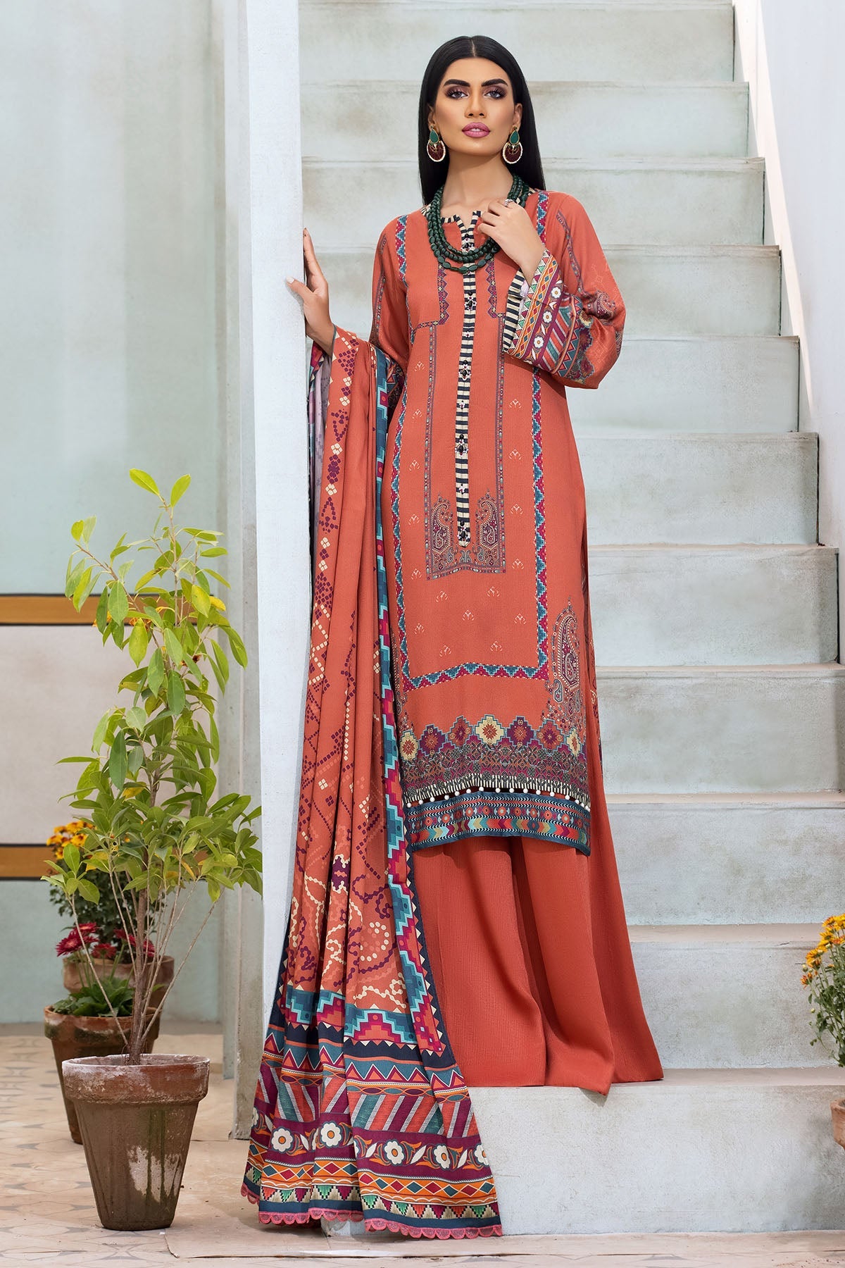 3118-TERRACOTTA DIGITAL PRINTED COTAIL UNSTITCHED