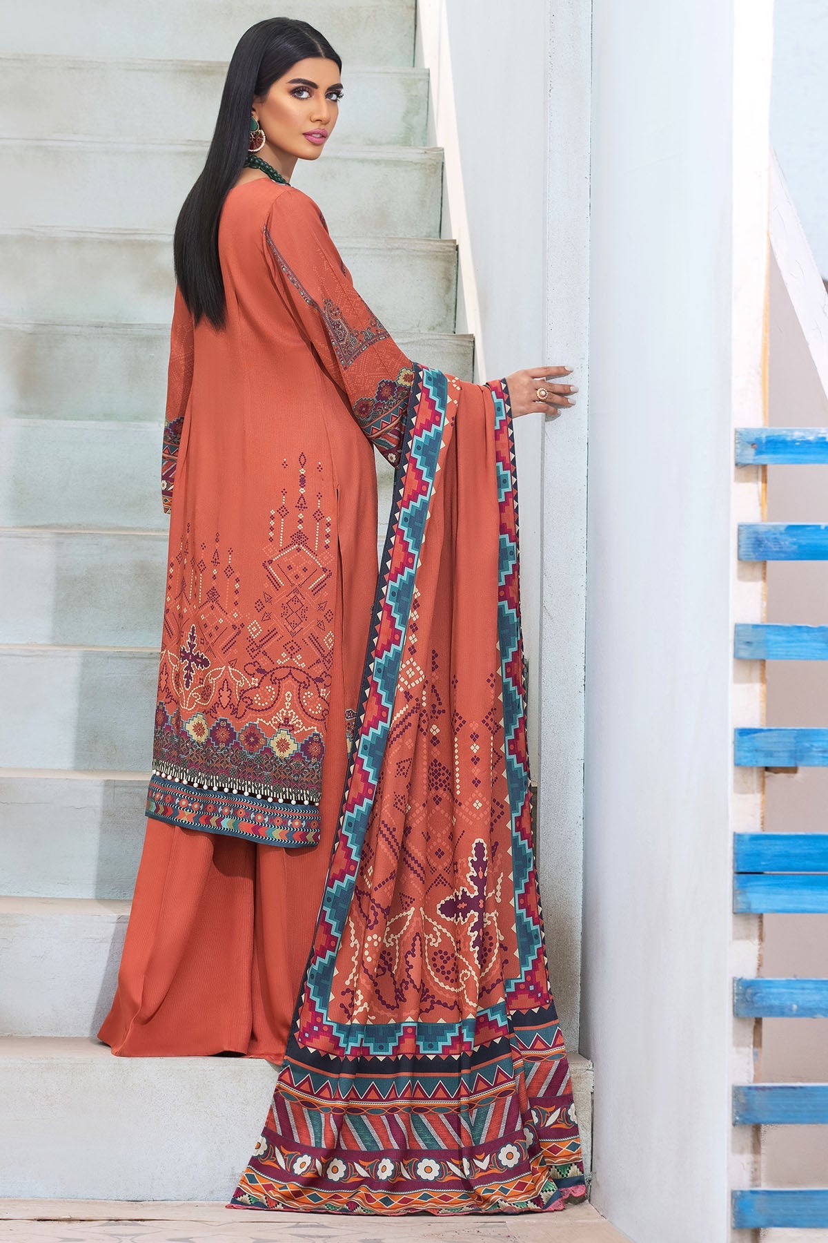 3118-TERRACOTTA DIGITAL PRINTED COTAIL UNSTITCHED