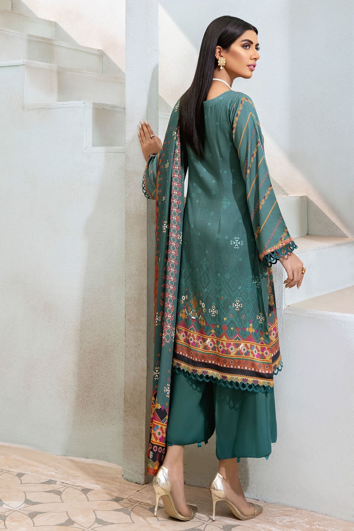 3121-TRADITUNAL-GREENS DIGITAL PRINTED COTAIL UNSTITCHED