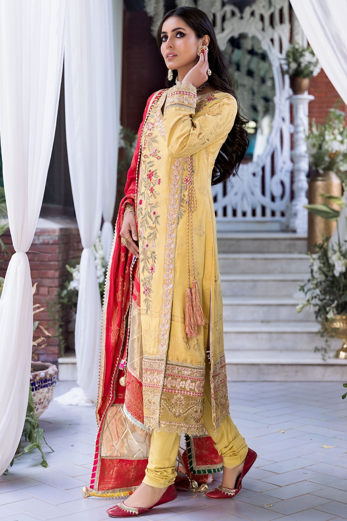 3152-GUL EMBROIDERED JACQUARD UNSTITCHED