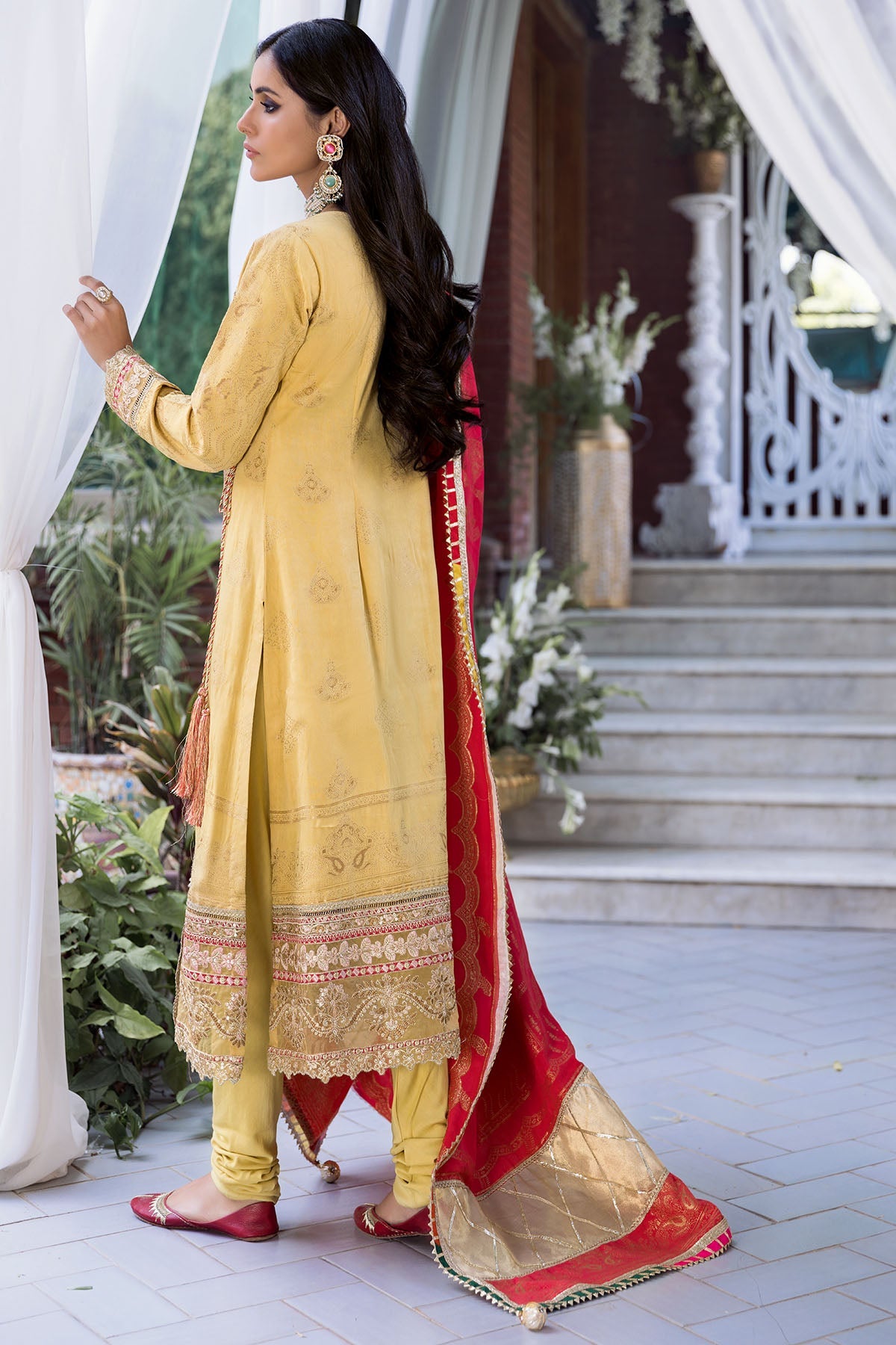 3152-GUL EMBROIDERED JACQUARD UNSTITCHED