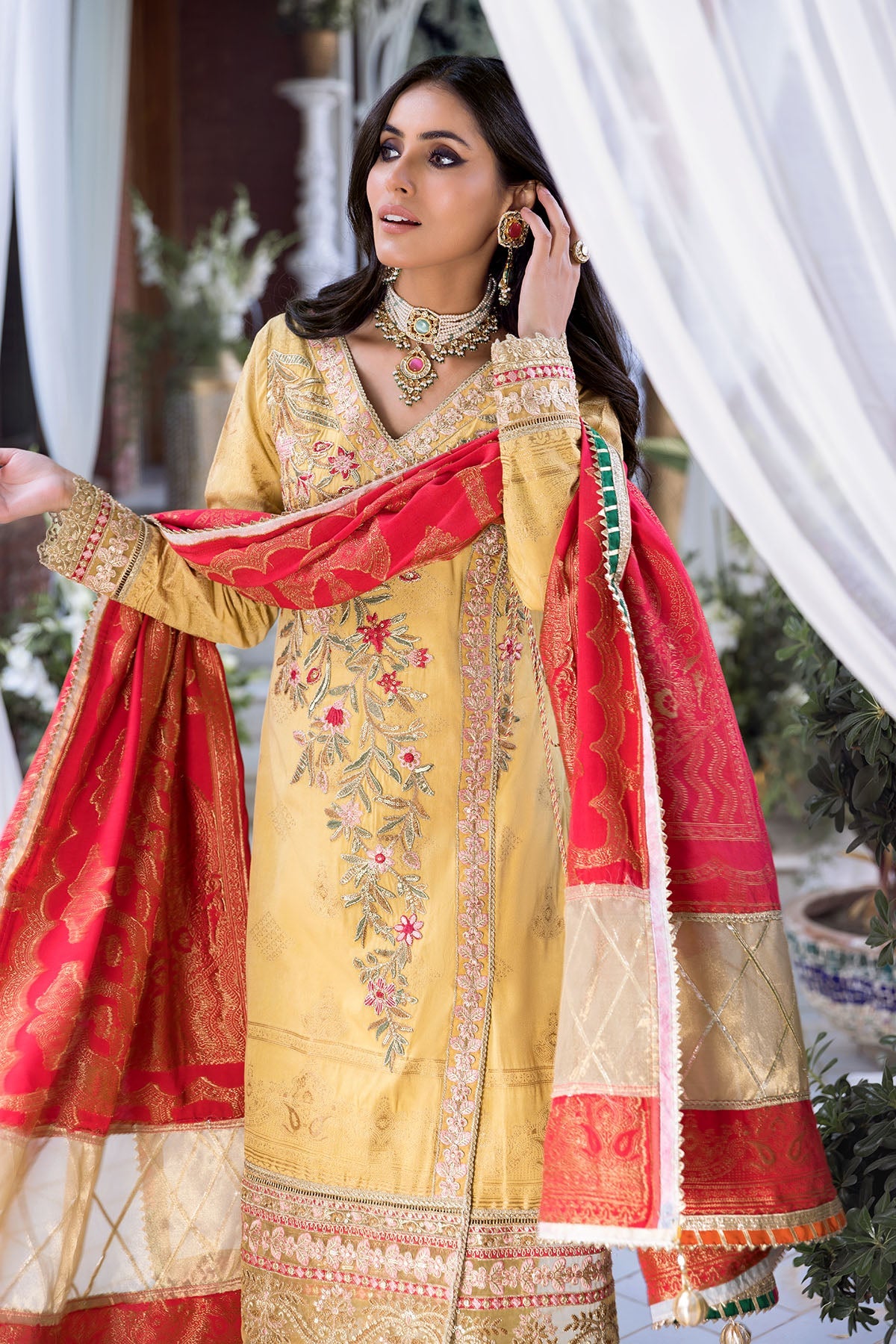3152-GUL EMBROIDERED JACQUARD UNSTITCHED