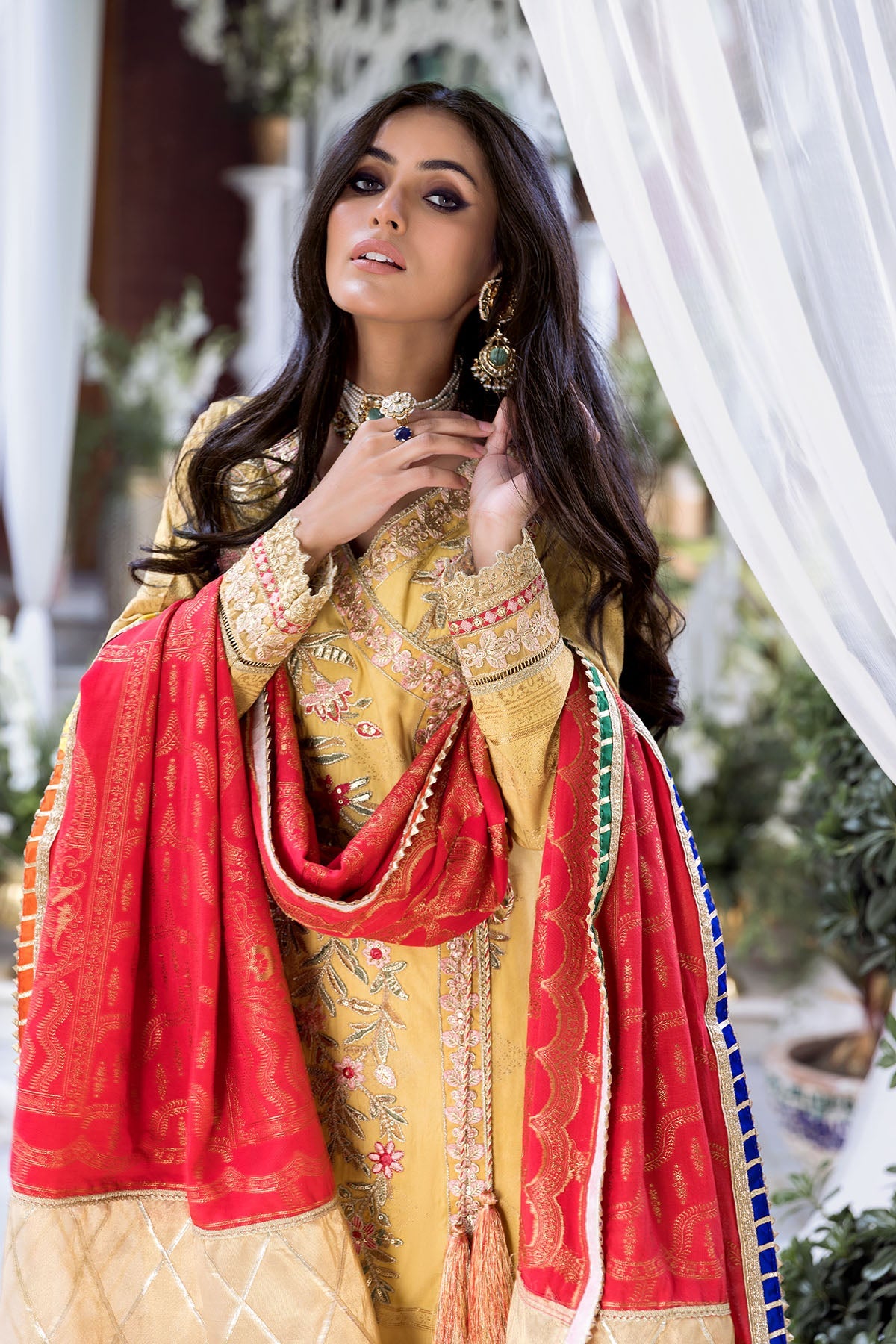 3152-GUL EMBROIDERED JACQUARD UNSTITCHED