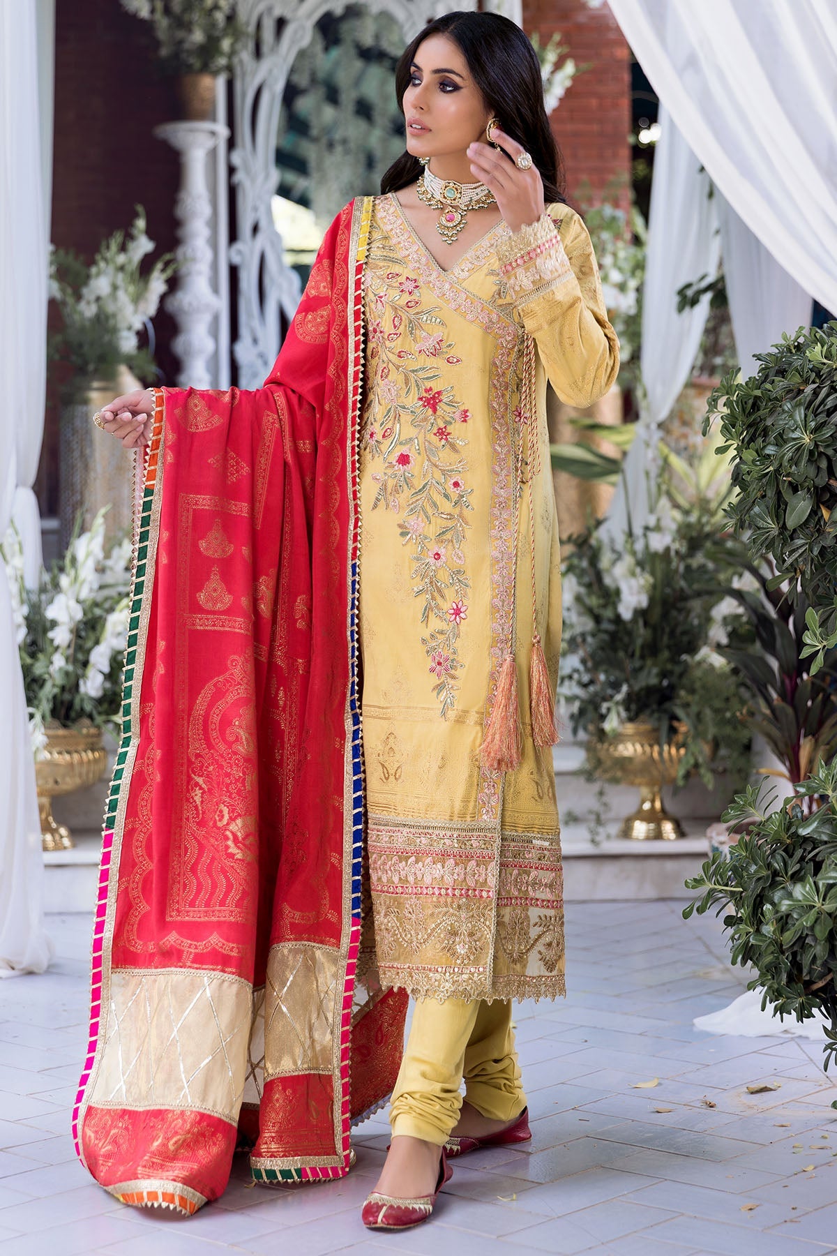 3152-GUL EMBROIDERED JACQUARD UNSTITCHED