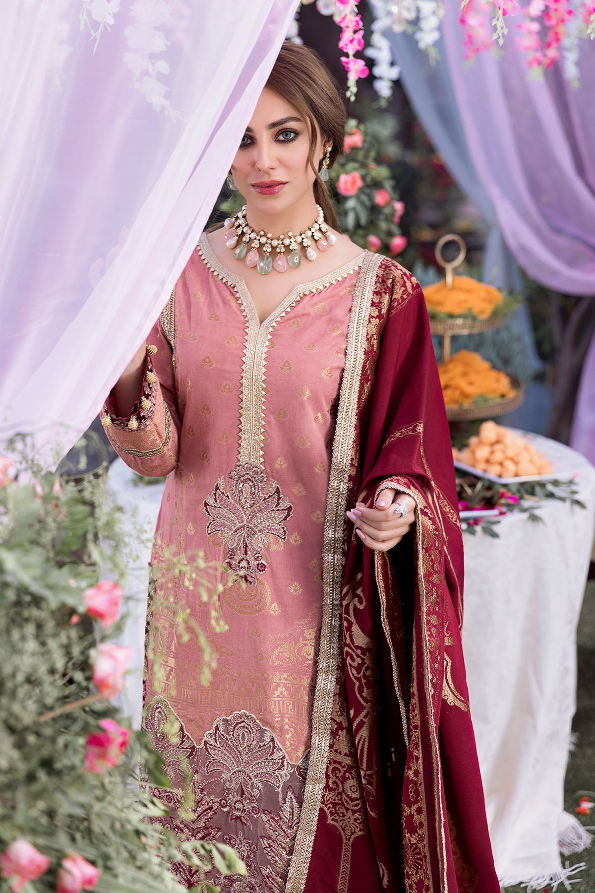 3153-KISWA EMBROIDERED JACQUARD UNSTITCHED