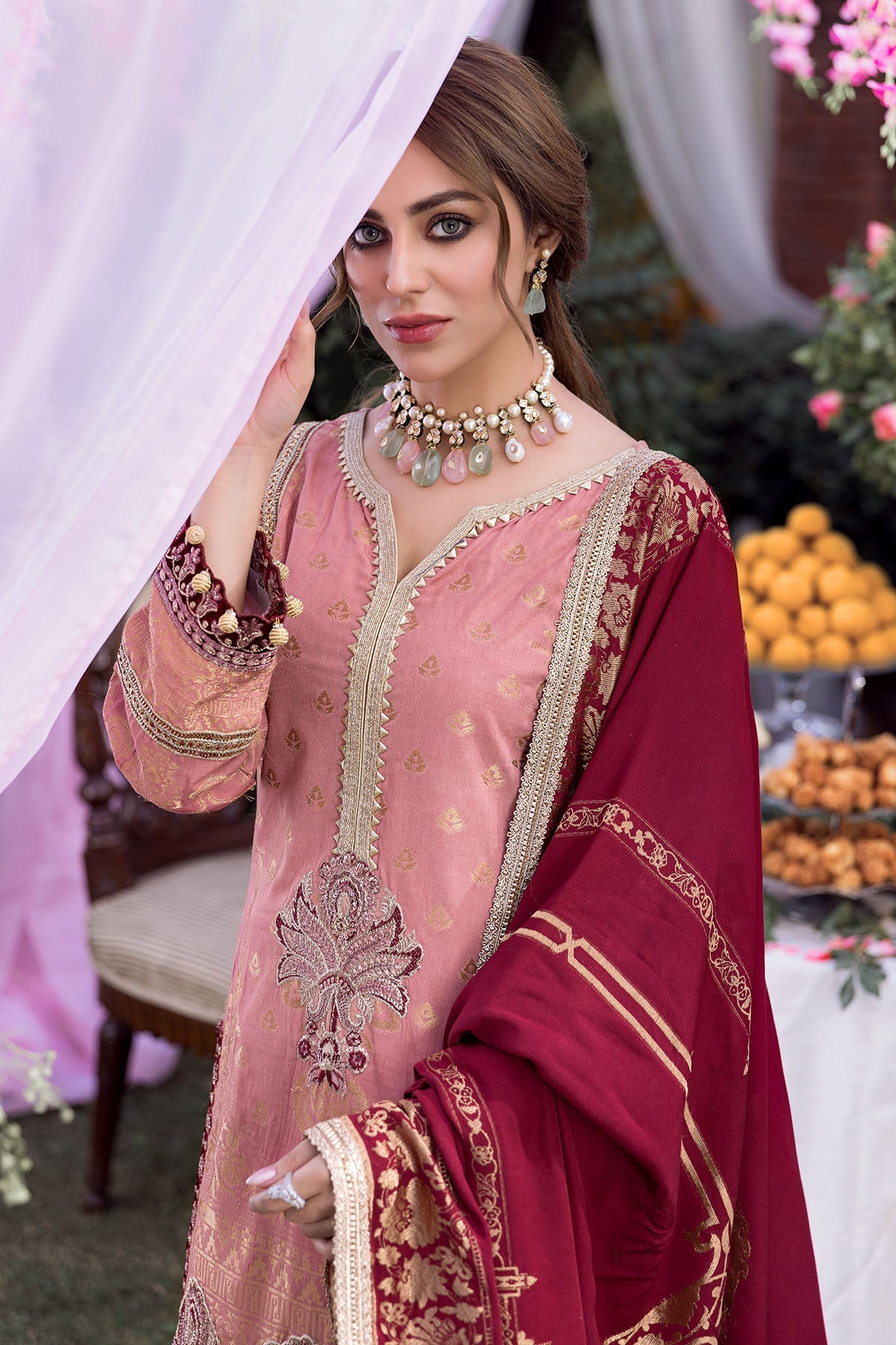 3153-KISWA EMBROIDERED JACQUARD UNSTITCHED