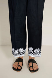 3156-SABLE EMBROIDERED SILK TROUSER STITCHED