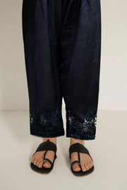 3162-JADE EMBROIDERED SILK TROUSER STITCHED