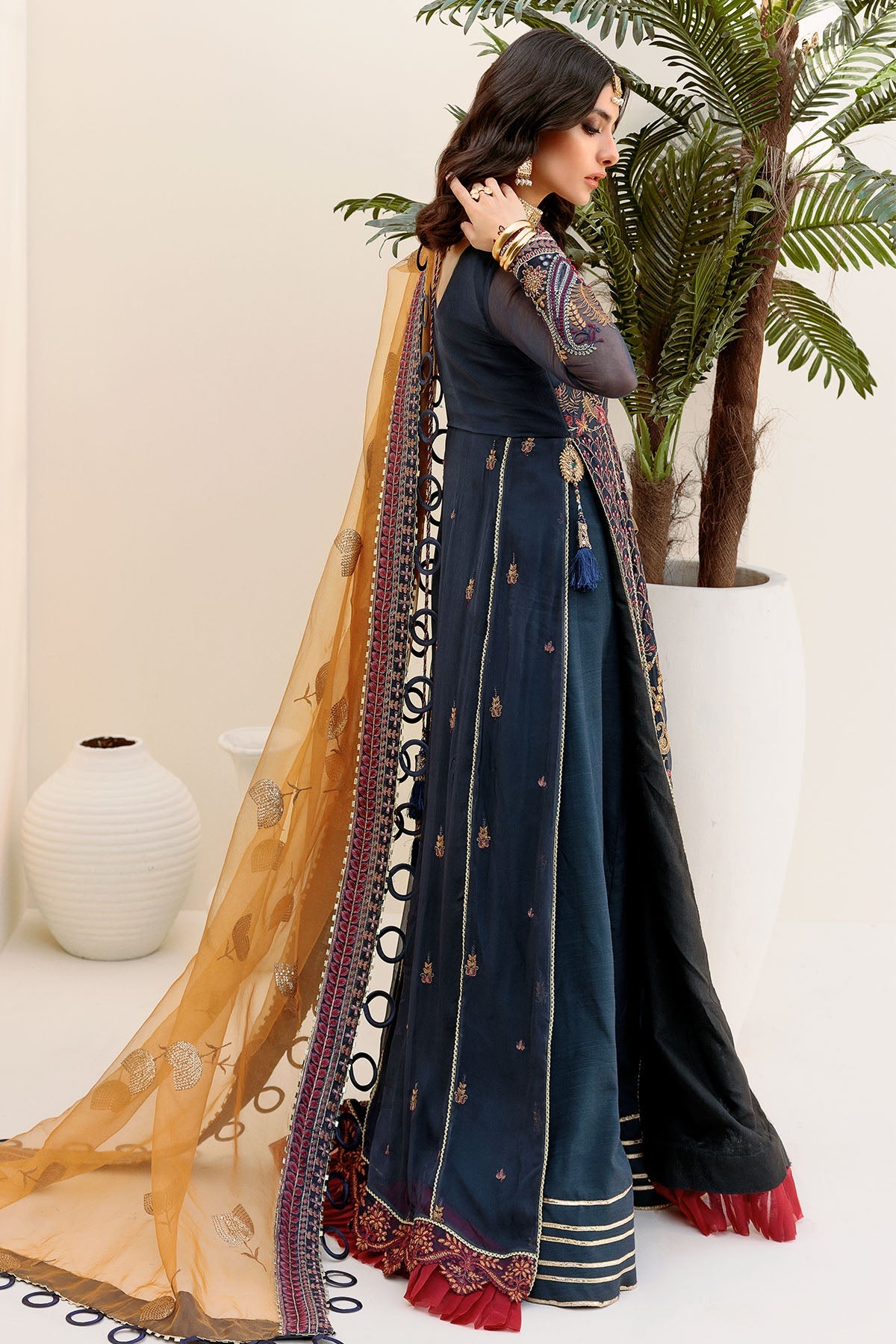 3187-RAZEL-BERRY EMBROIDERED BEMBERG CHIFFON UNSTITCHED