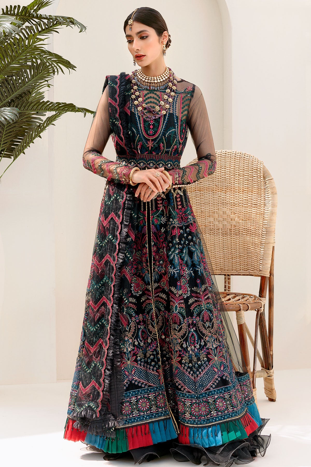 3191-BLACK-GALAXY EMBROIDERED SILK NET UNSTITCHED