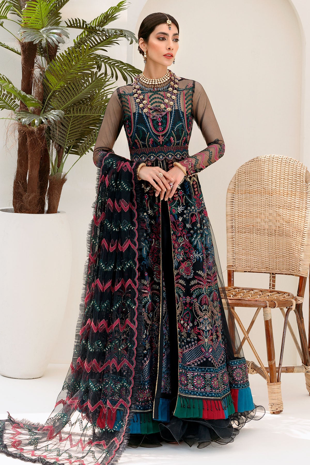 3191-BLACK-GALAXY EMBROIDERED SILK NET UNSTITCHED