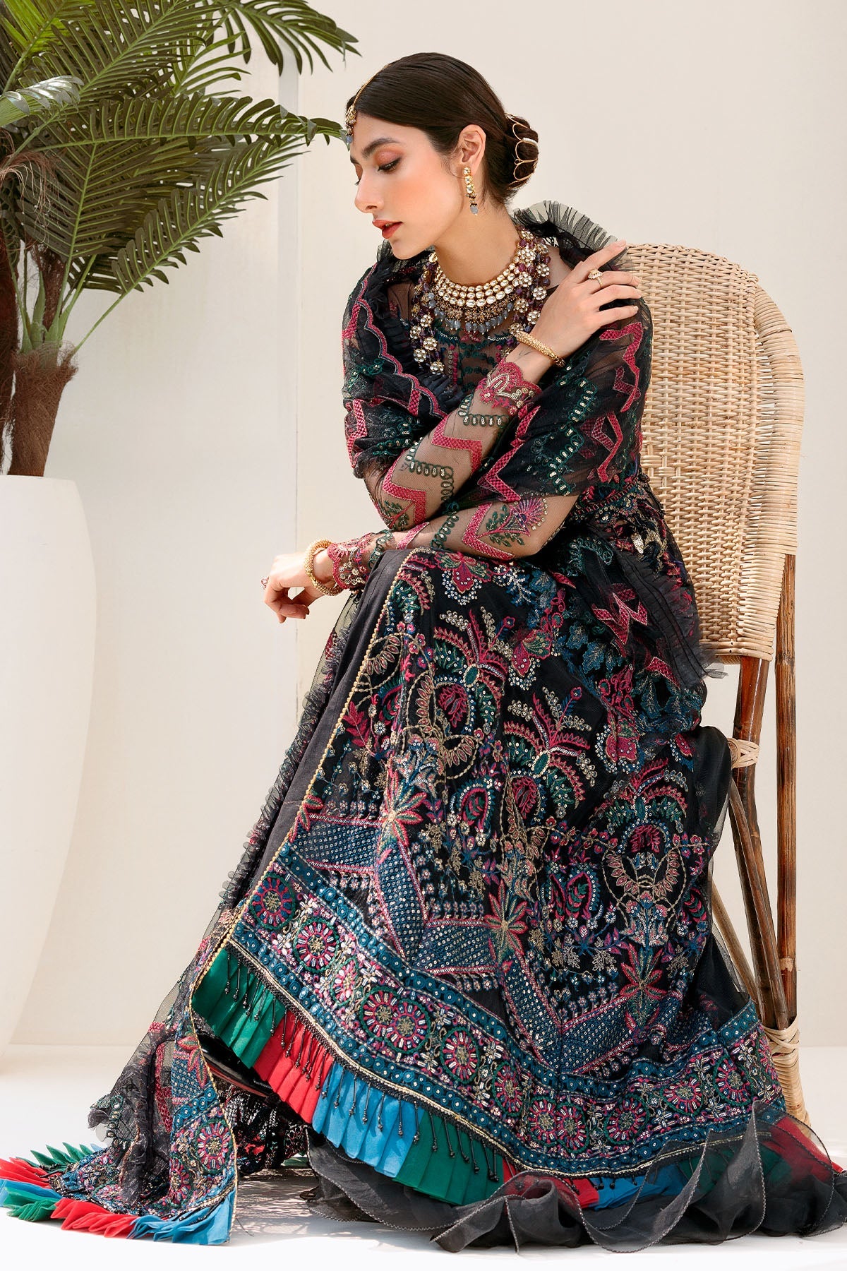 3191-BLACK-GALAXY EMBROIDERED SILK NET UNSTITCHED