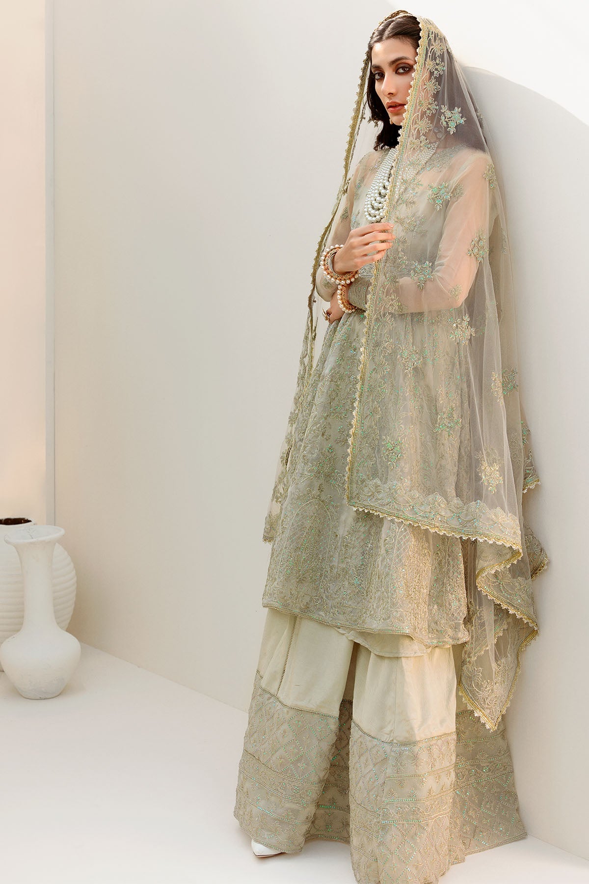 3193-MOON-SHINE EMBROIDERED ORGANZA UNSTITCHED
