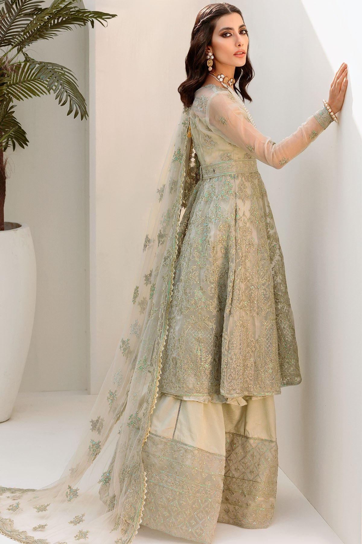3193-MOON-SHINE EMBROIDERED ORGANZA UNSTITCHED