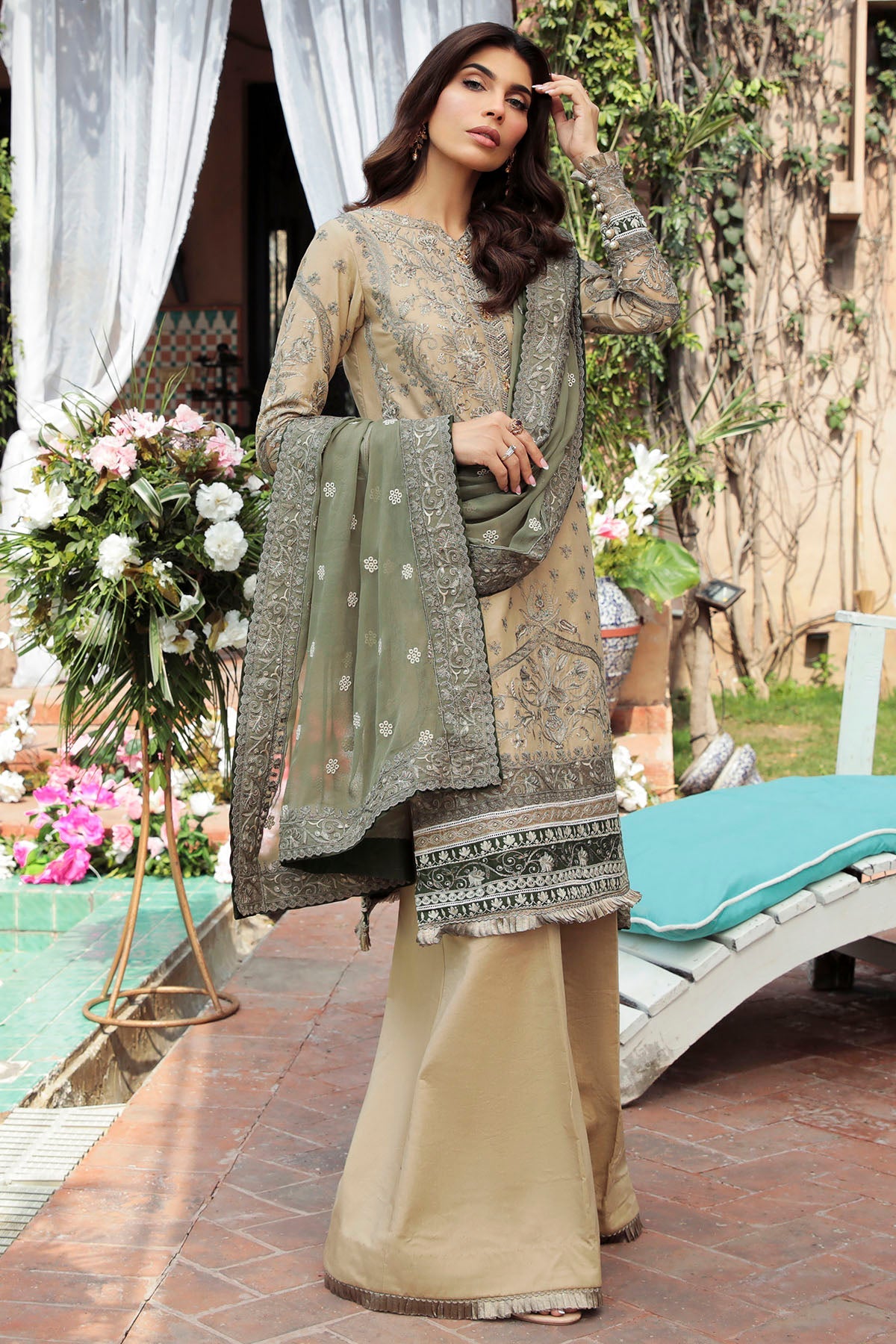 3199-SAND-TAUPE EMBROIDERED LAWN STITCHED