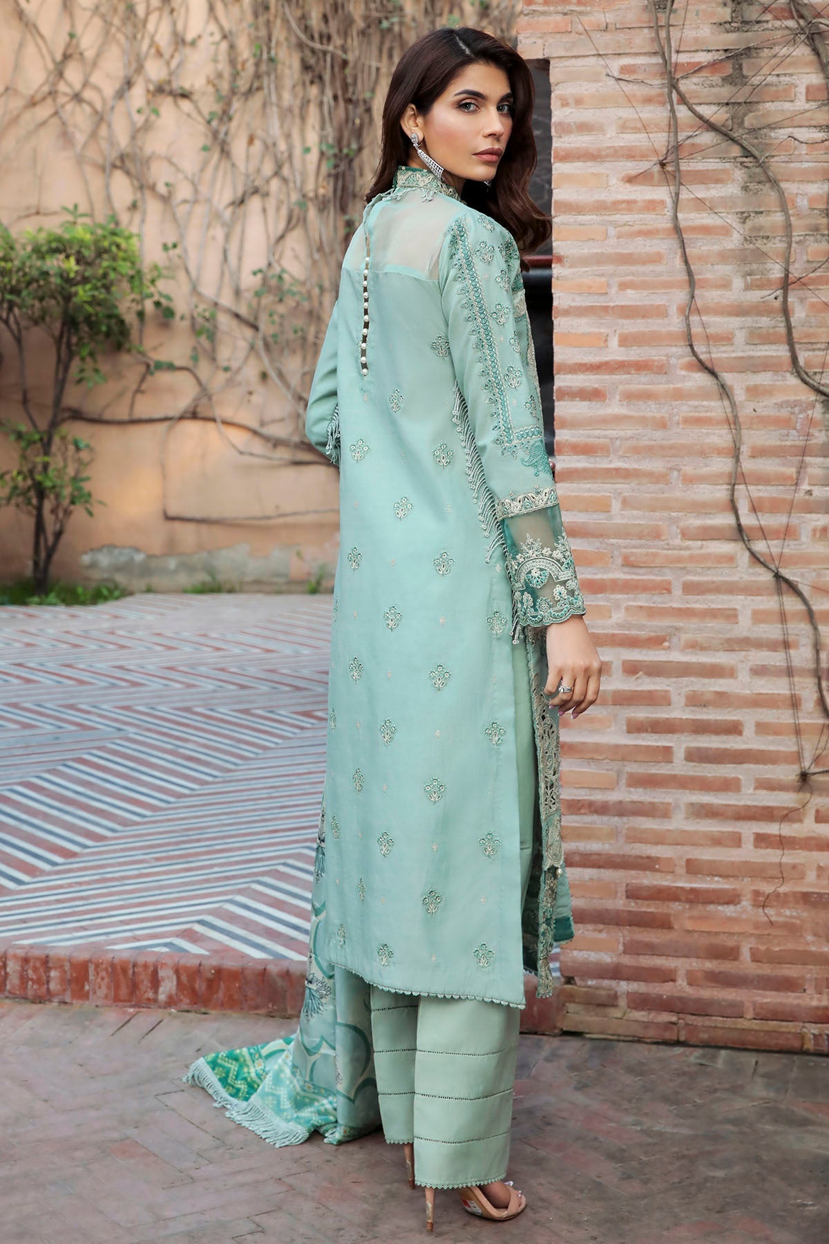 3203-TRIBAL-DEERS EMBROIDERED LAWN STITCHED