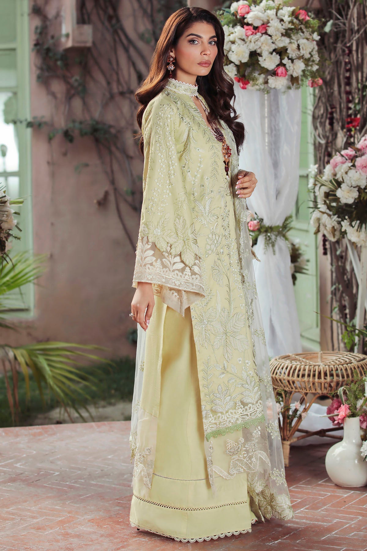3205-LIME-STONE EMBROIDERED LAWN UNSTITCHED