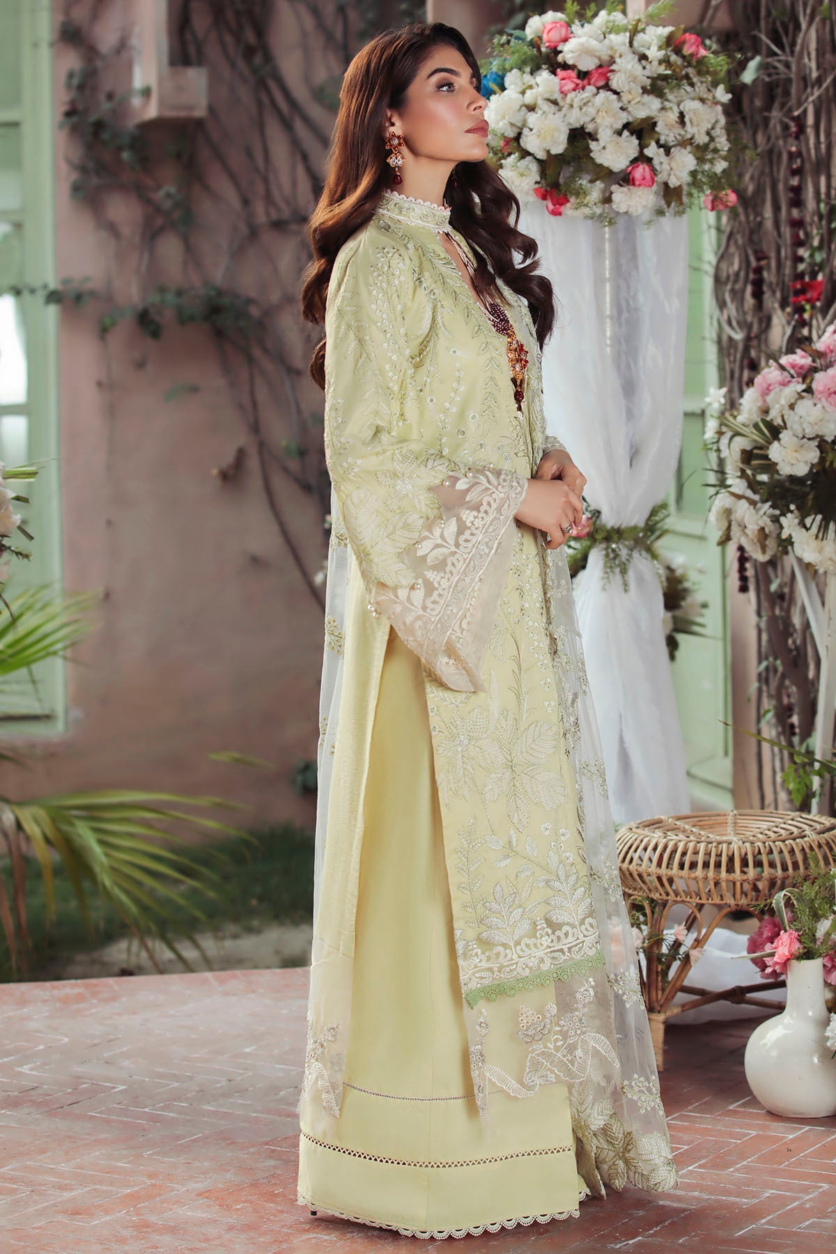 3205-LIME-STONE EMBROIDERED LAWN UNSTITCHED