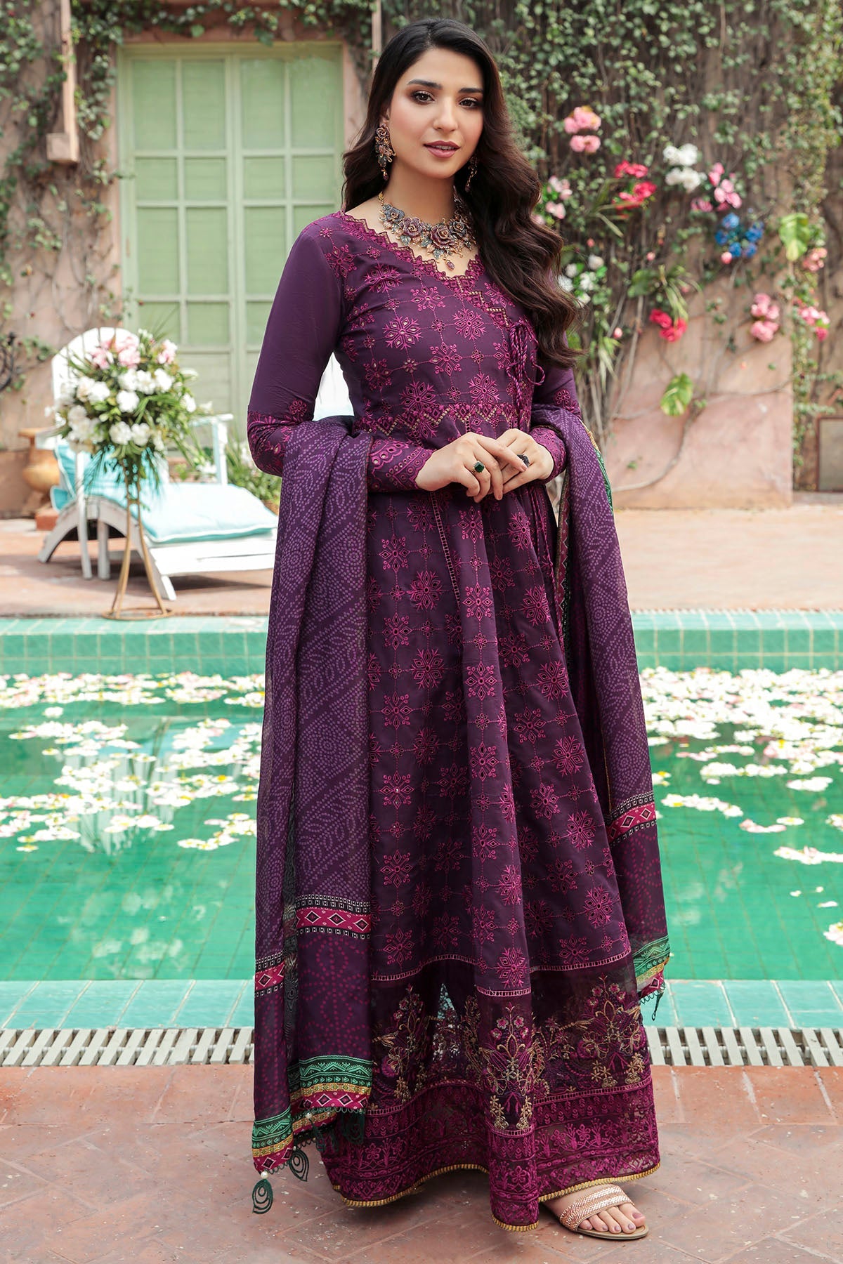 3214-SCARLET EMBROIDERED LAWN UNSTITCHED
