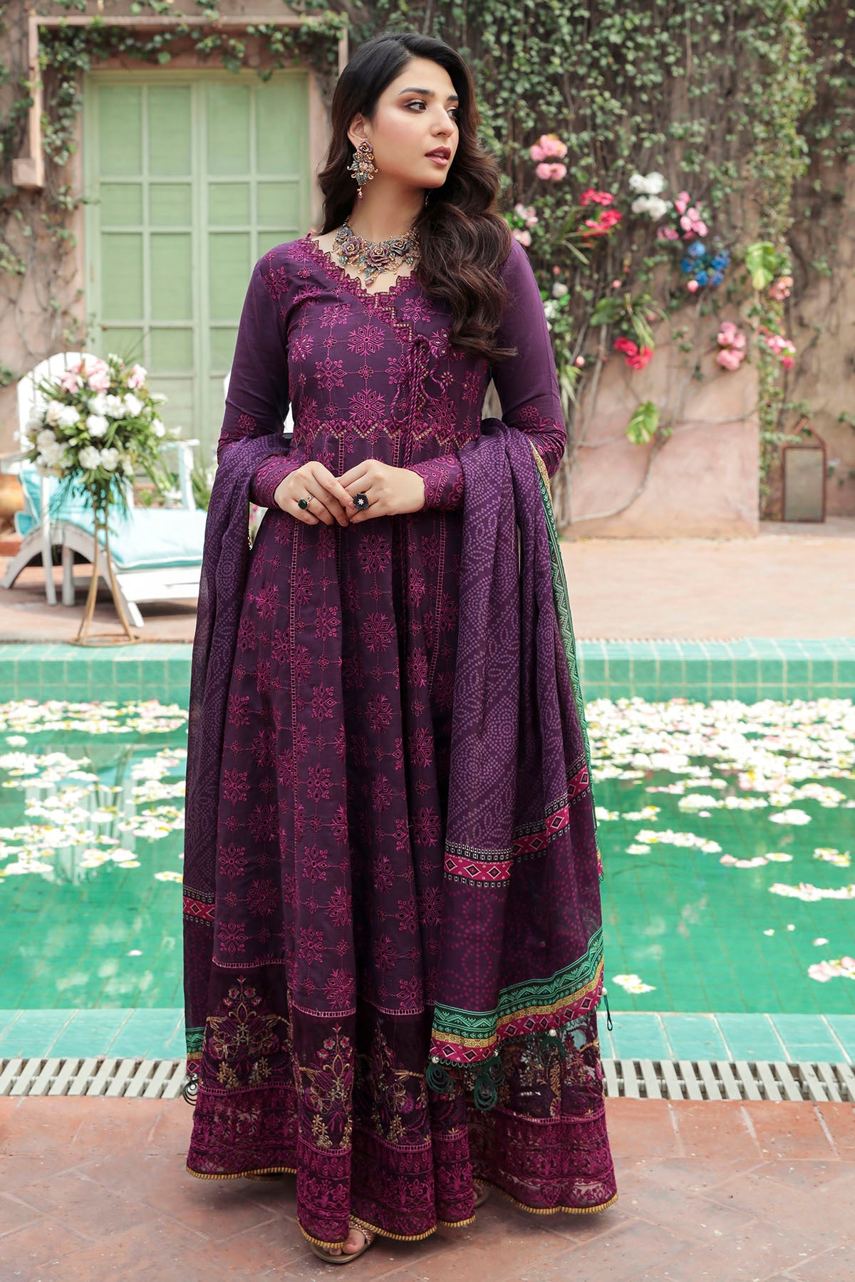 3214-SCARLET EMBROIDERED LAWN UNSTITCHED