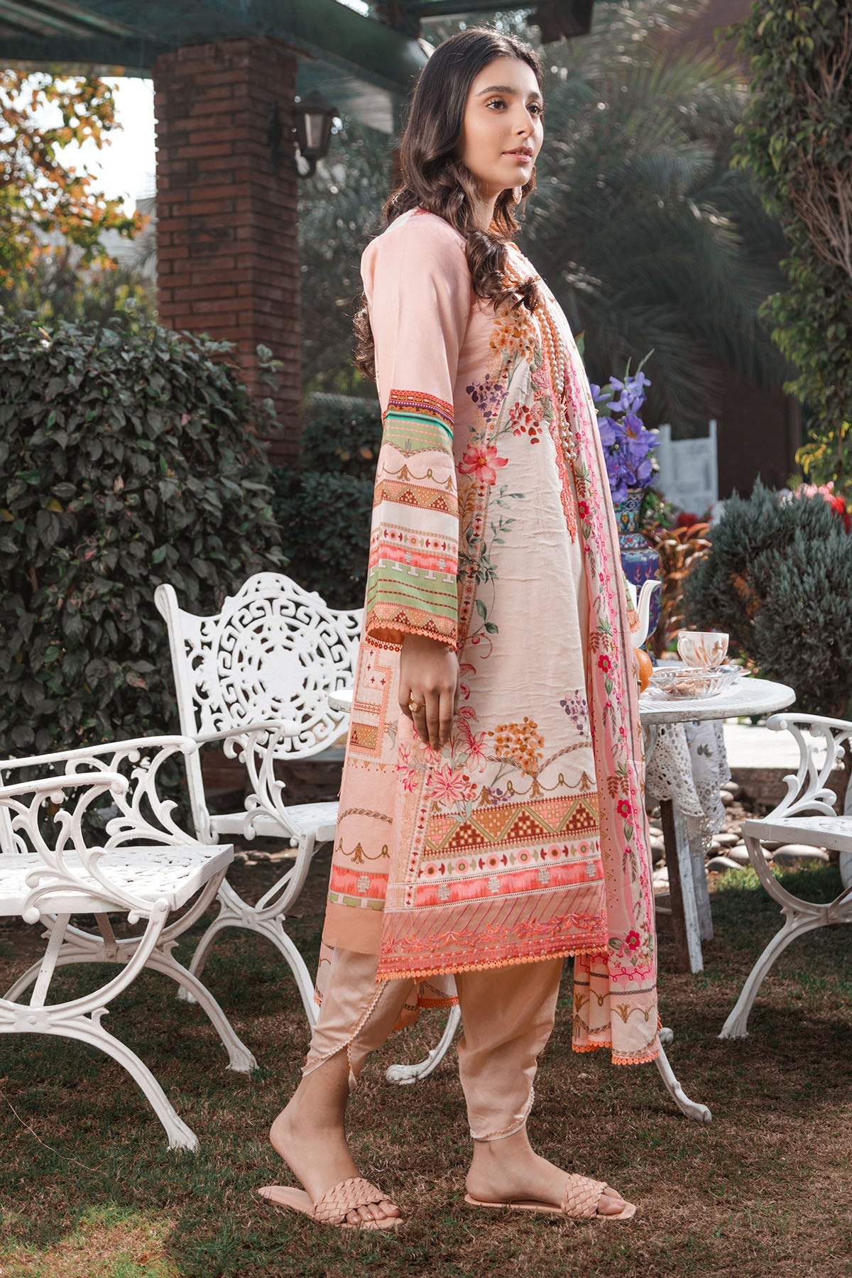 3242-SALMON DIGITAL PRINTED LAWN UNSTITCHED