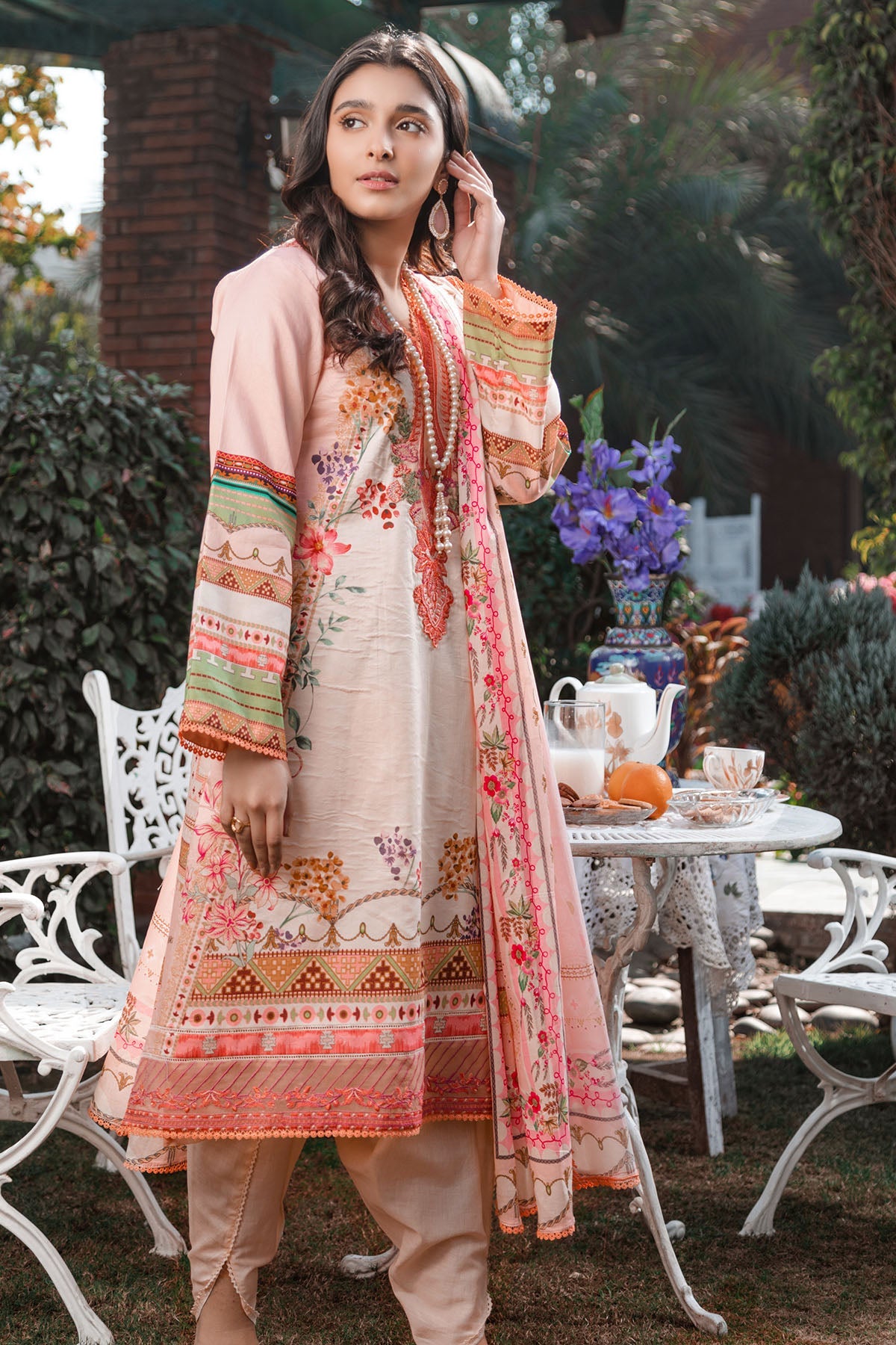 3242-SALMON DIGITAL PRINTED LAWN UNSTITCHED