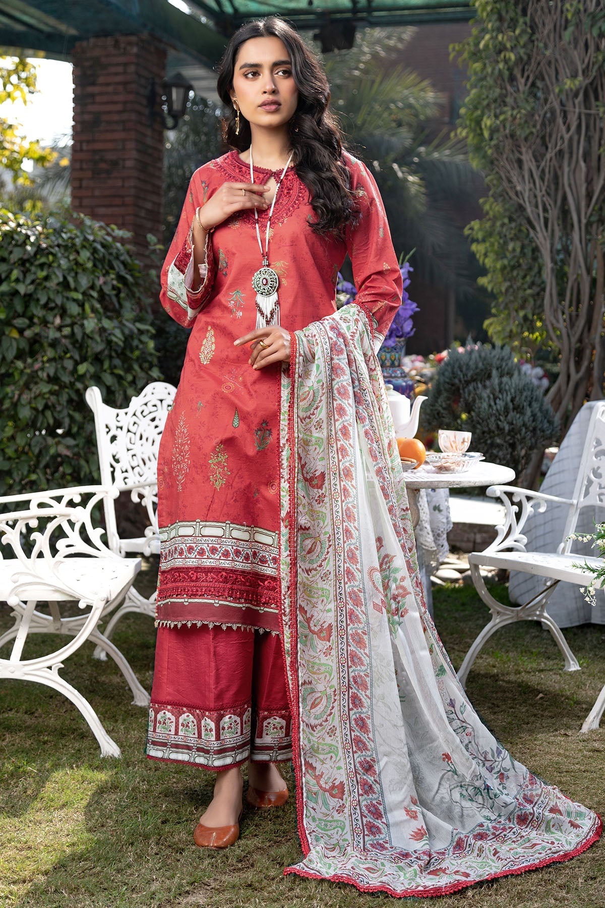 3245-SCARLET DIGITAL PRINTED LAWN UNSTITCHED