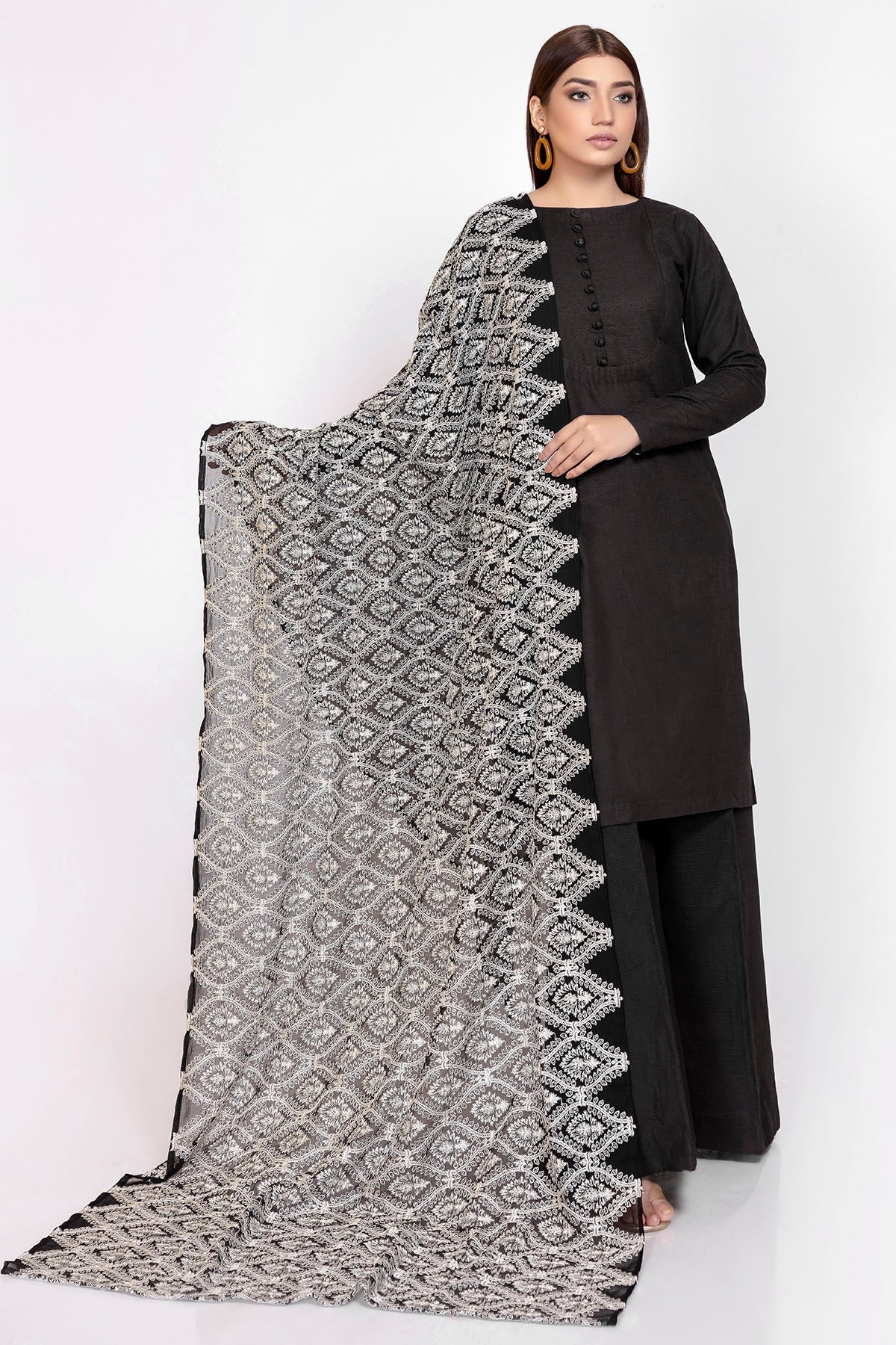 3313-EIRA EMBROIDERED CHIFFON DUPATTA