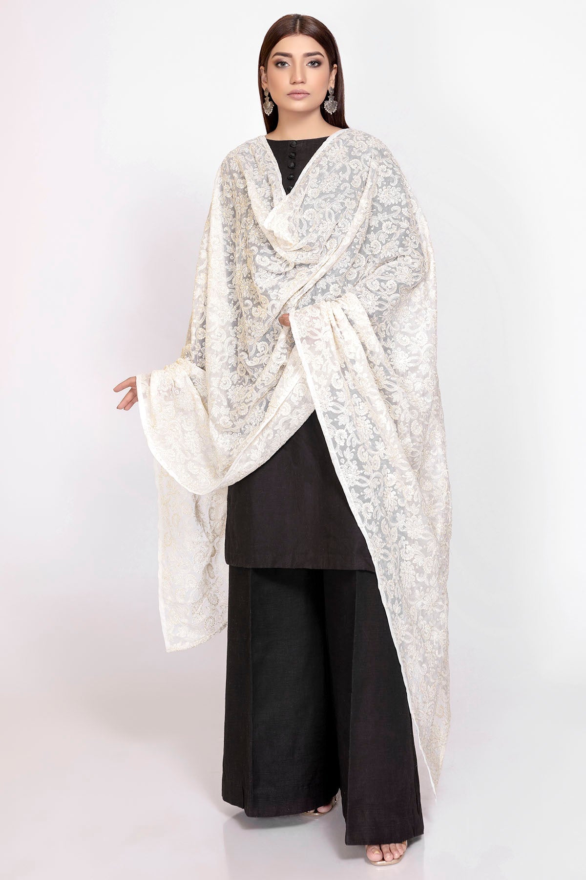 3317-NORA EMBROIDERED CHIFFON DUPATTA