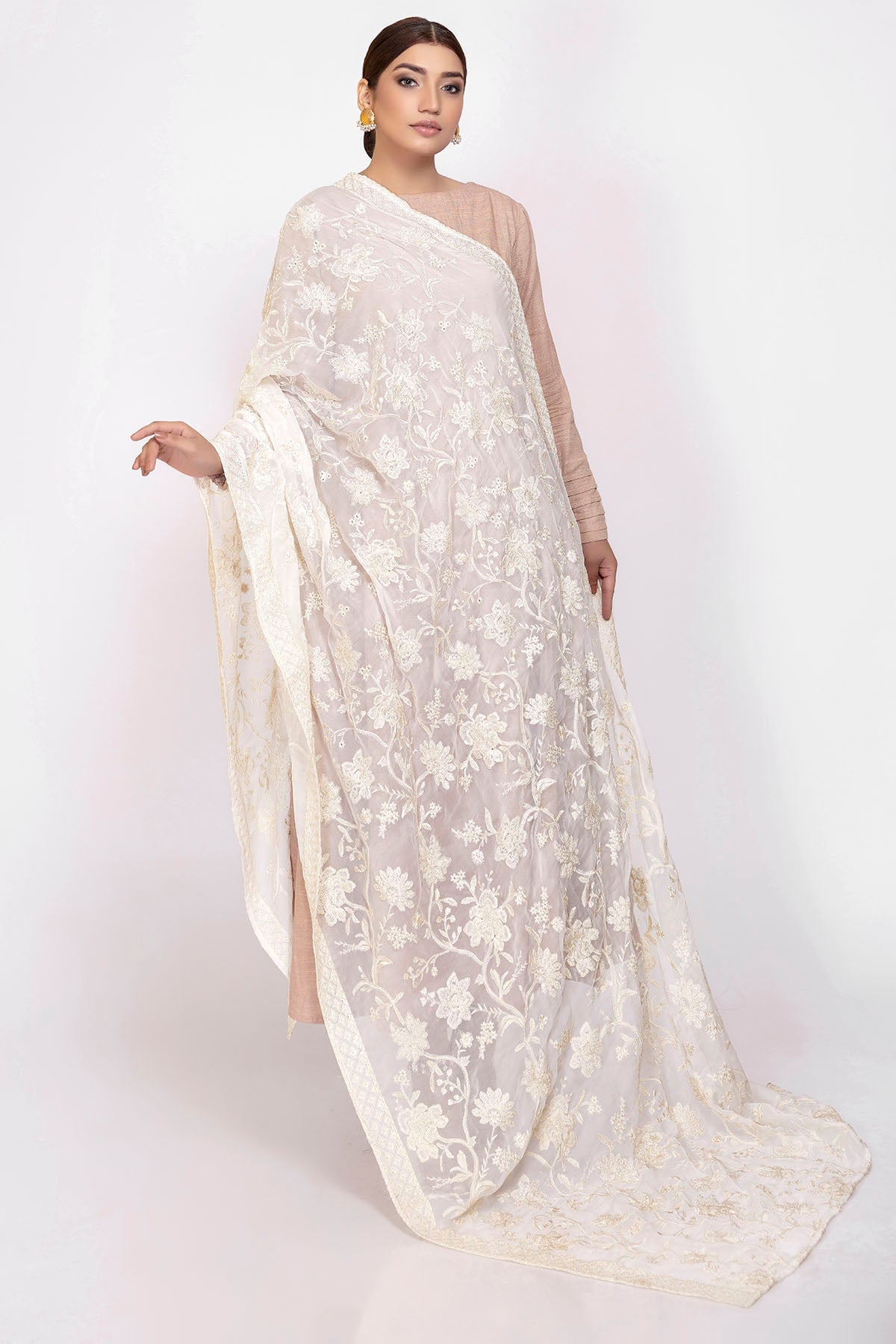 3360-AVA EMBROIDERED CHIFFON DUPATTA