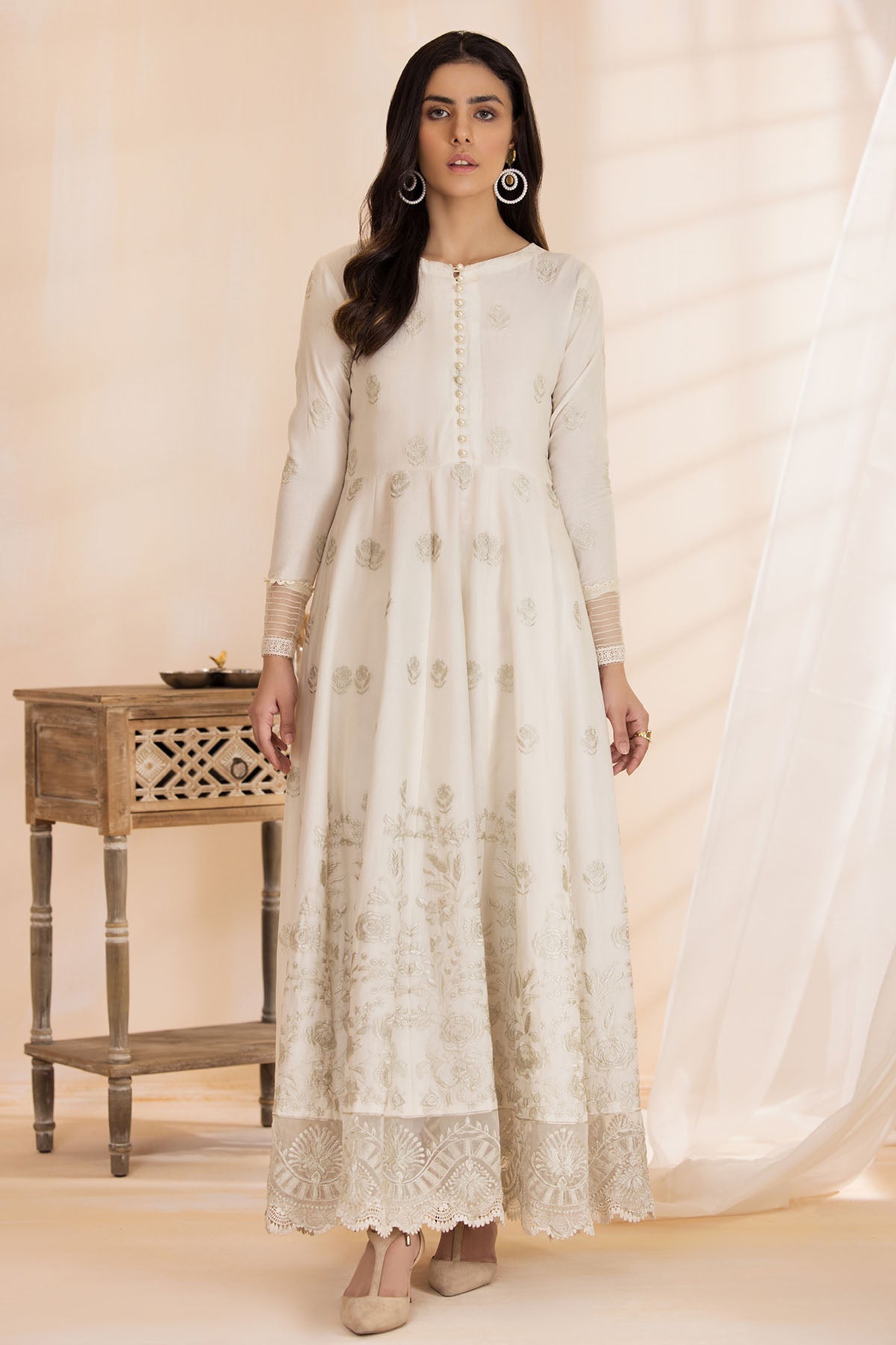 3370-SAGE-BLOSSOM EMBROIDERED SCHIFFLI LAWN STITCHED