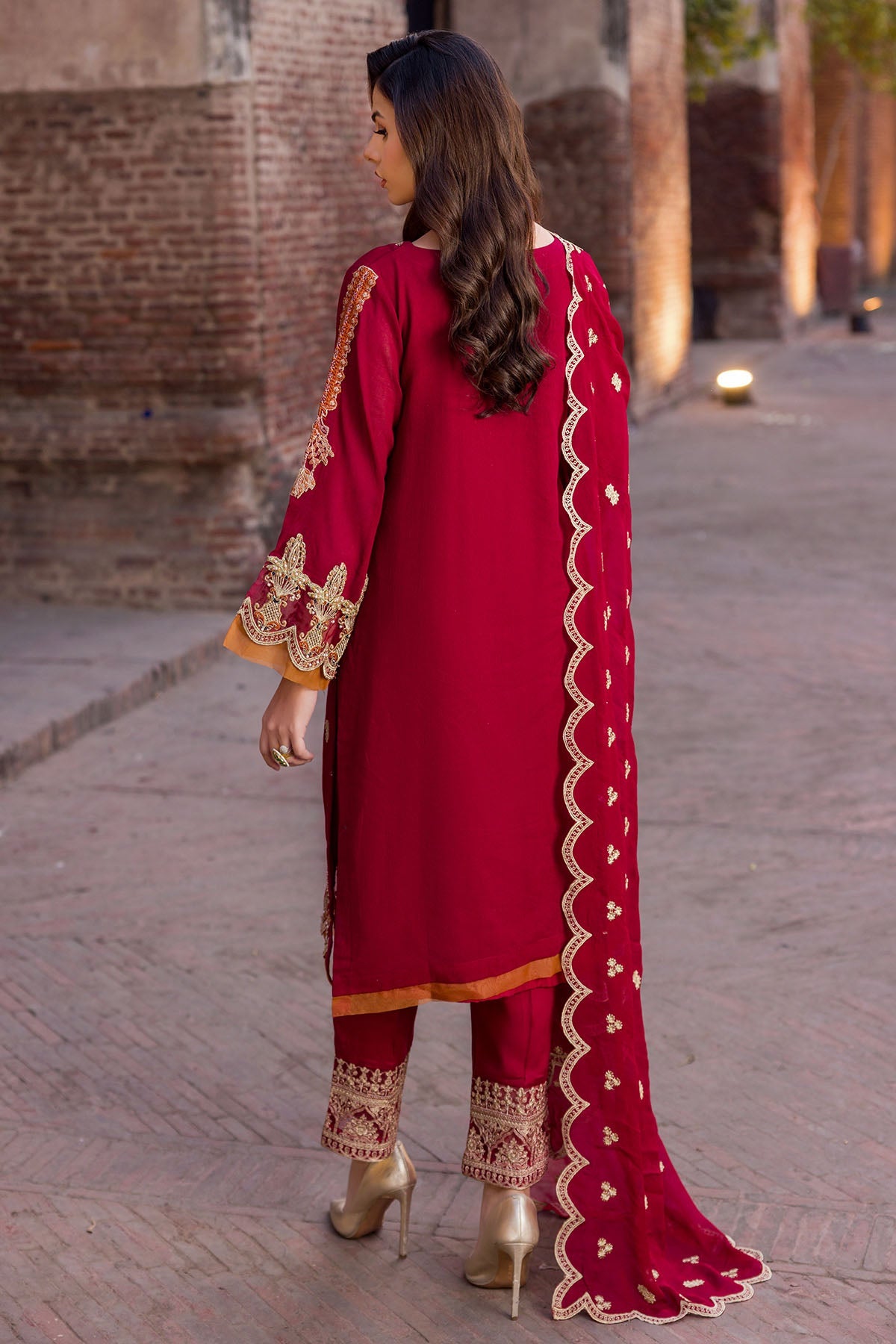 3377-ETHNIC EMBROIDERED COTTON NET STITCHED