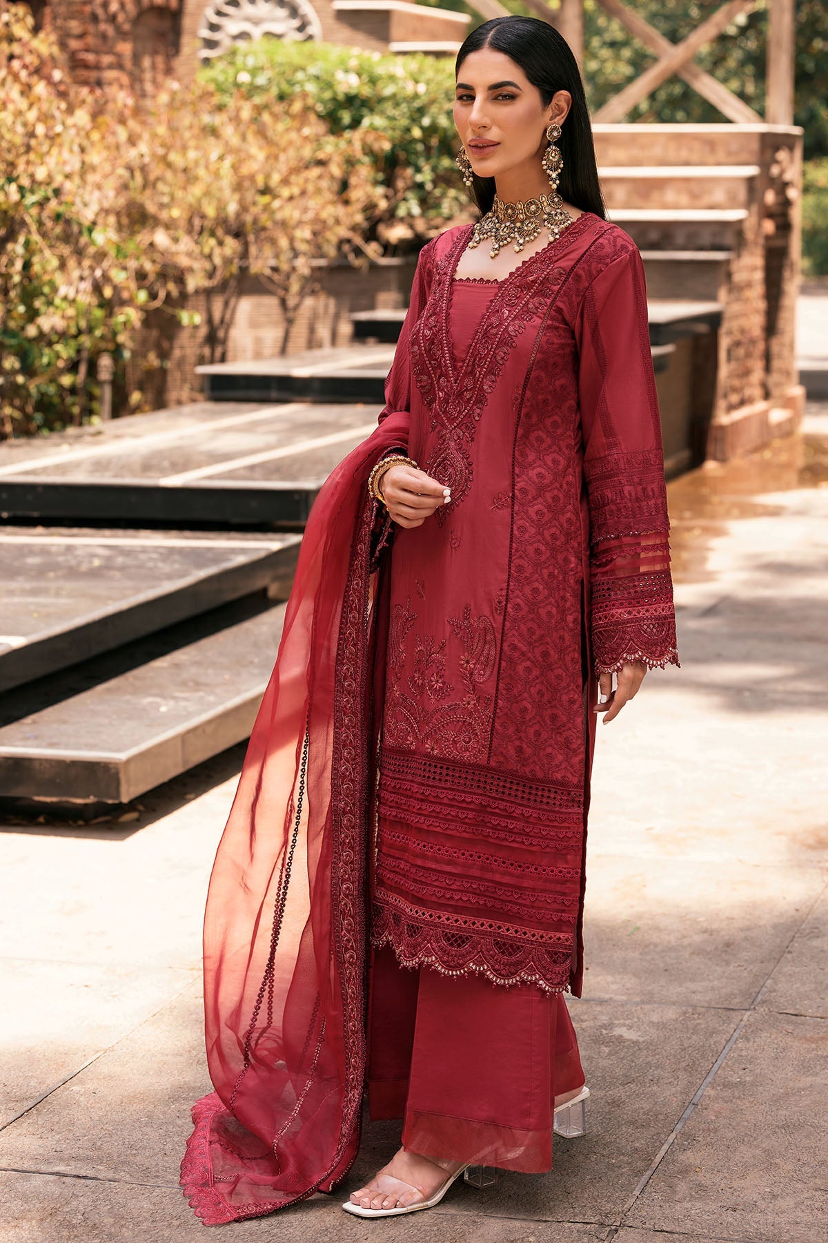 3385-DARA-KHSHAN EMBROIDERED LAWN STITCHED