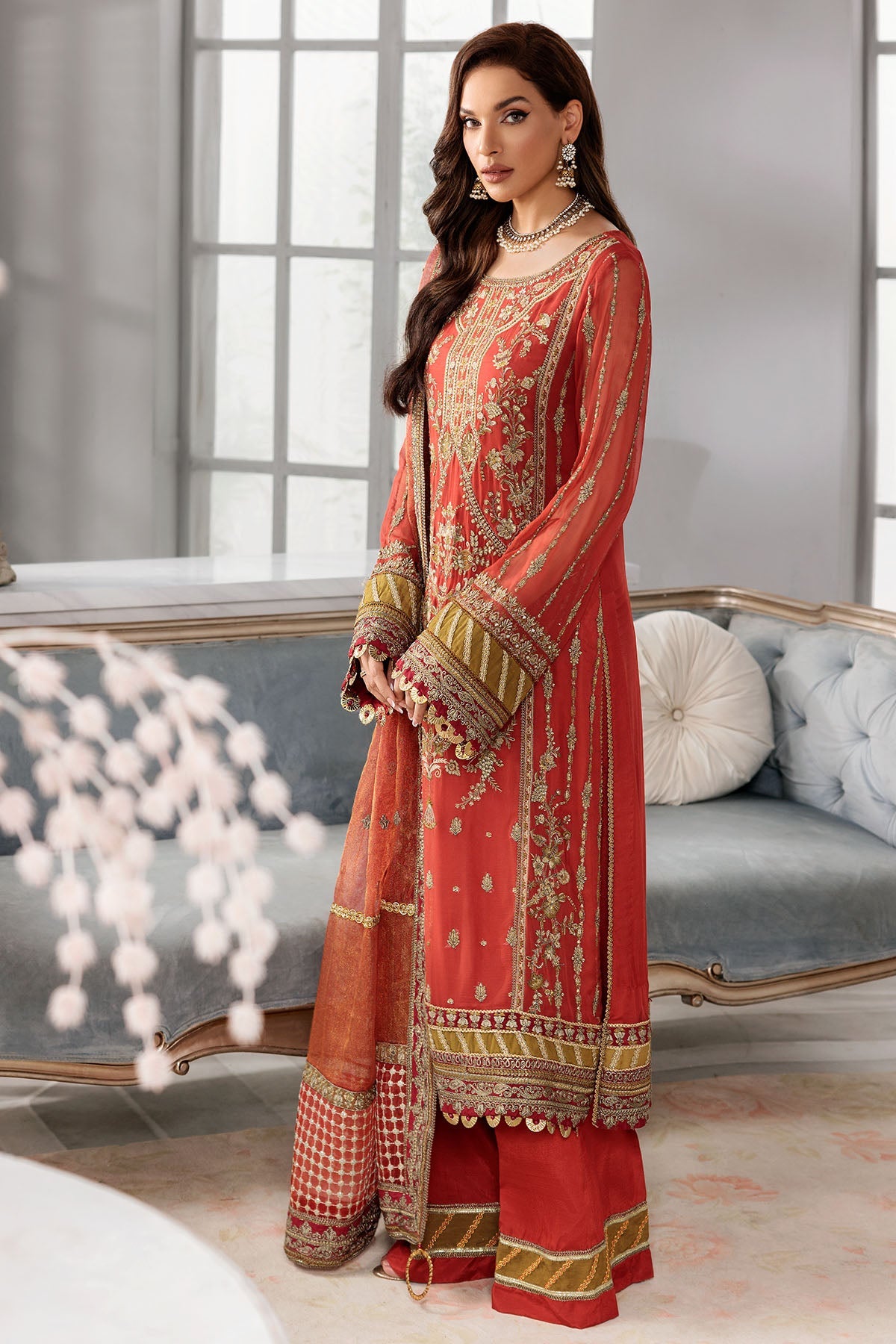 3392-ASTERIA EMBROIDERED BEMBERG CHIFFON UNSTITCHED